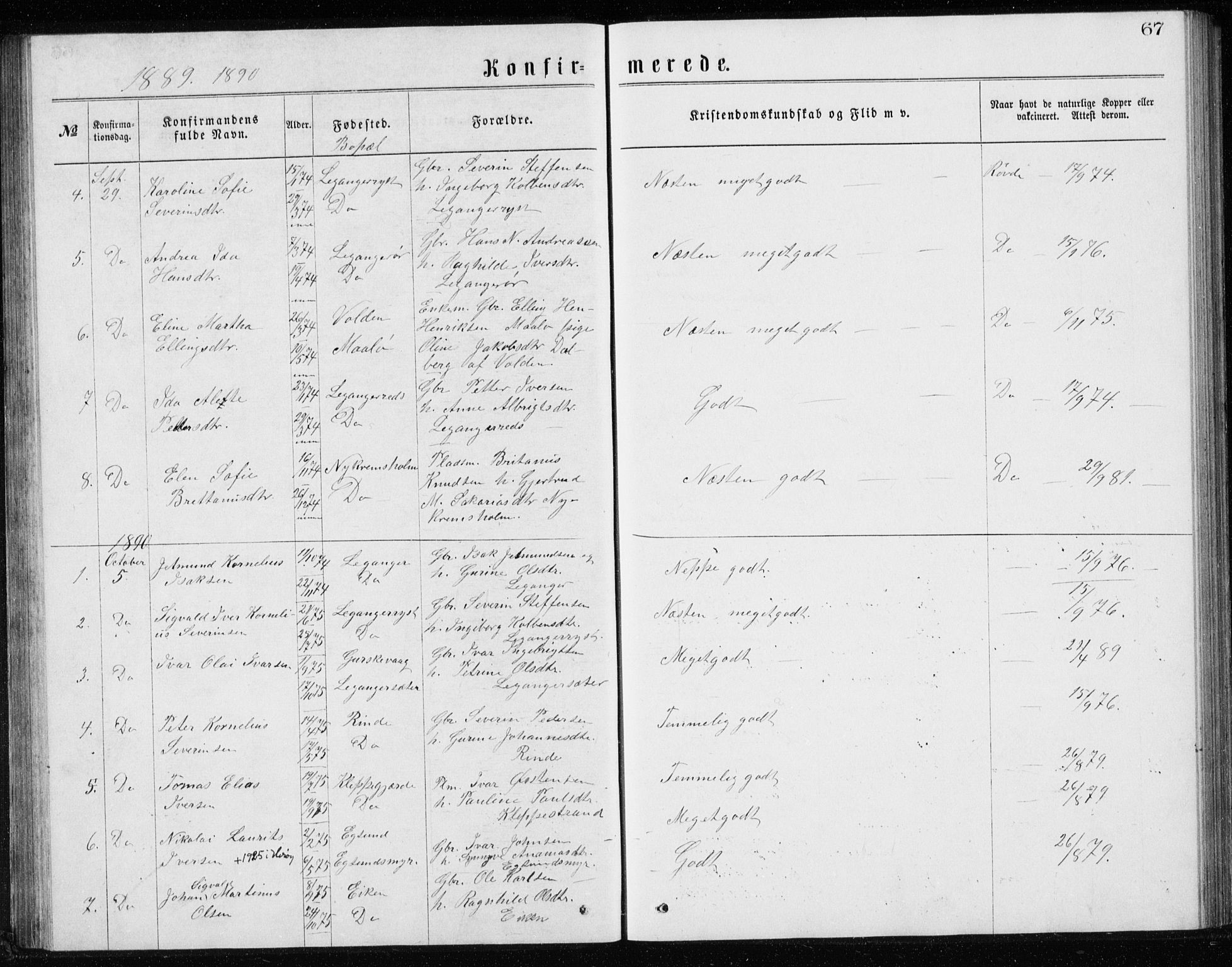 Ministerialprotokoller, klokkerbøker og fødselsregistre - Møre og Romsdal, AV/SAT-A-1454/508/L0097: Parish register (copy) no. 508C01, 1873-1897, p. 67