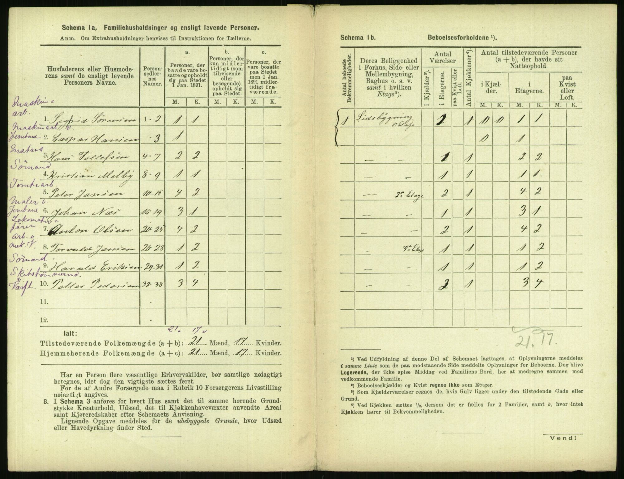 RA, 1891 census for 0301 Kristiania, 1891, p. 120921