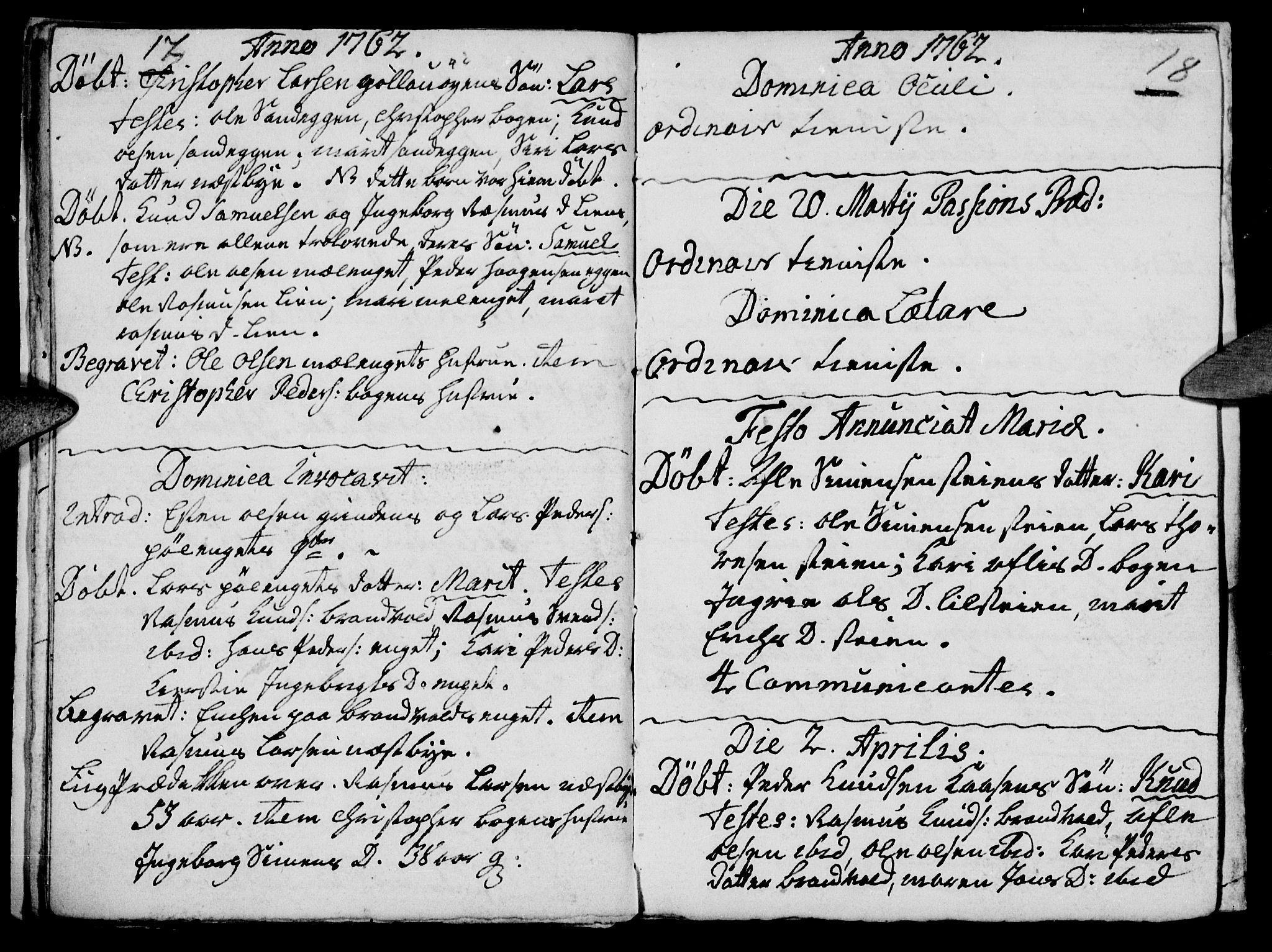 Tynset prestekontor, SAH/PREST-058/H/Ha/Haa/L0004: Parish register (official) no. 4, 1761-1763, p. 17-18