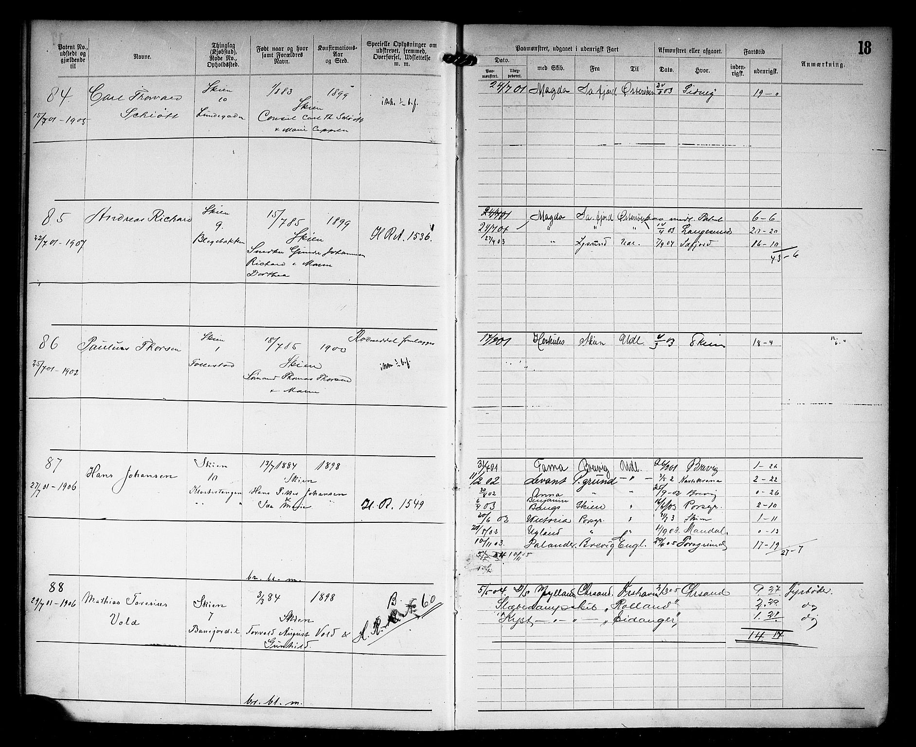 Skien innrulleringskontor, AV/SAKO-A-832/F/Fc/L0006: Annotasjonsrulle, 1899-1911, p. 20
