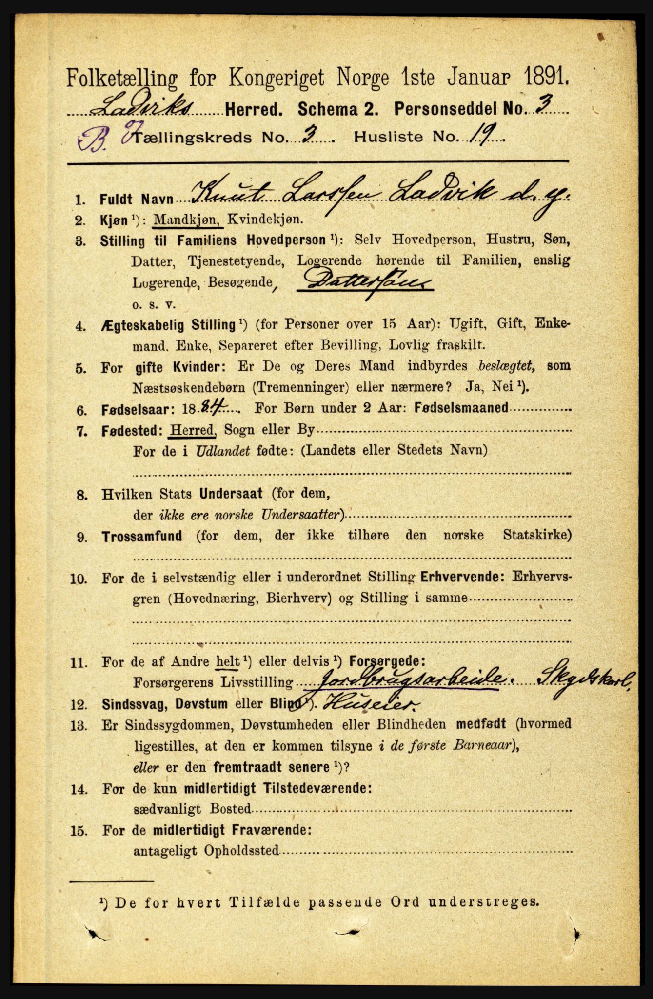 RA, 1891 census for 1415 Lavik og Brekke, 1891, p. 621