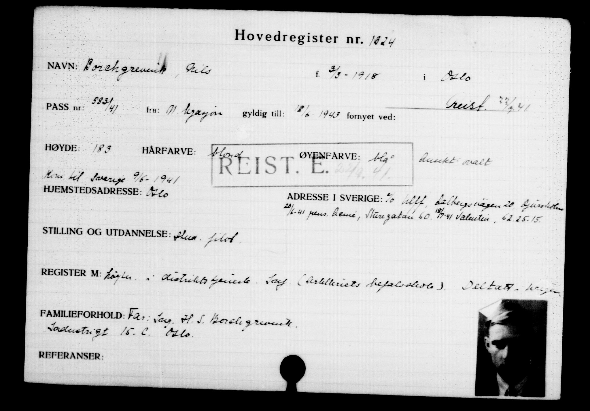 Den Kgl. Norske Legasjons Flyktningskontor, RA/S-6753/V/Va/L0002: Kjesäterkartoteket.  Flyktningenr. 1001-2000, 1940-1945, p. 474