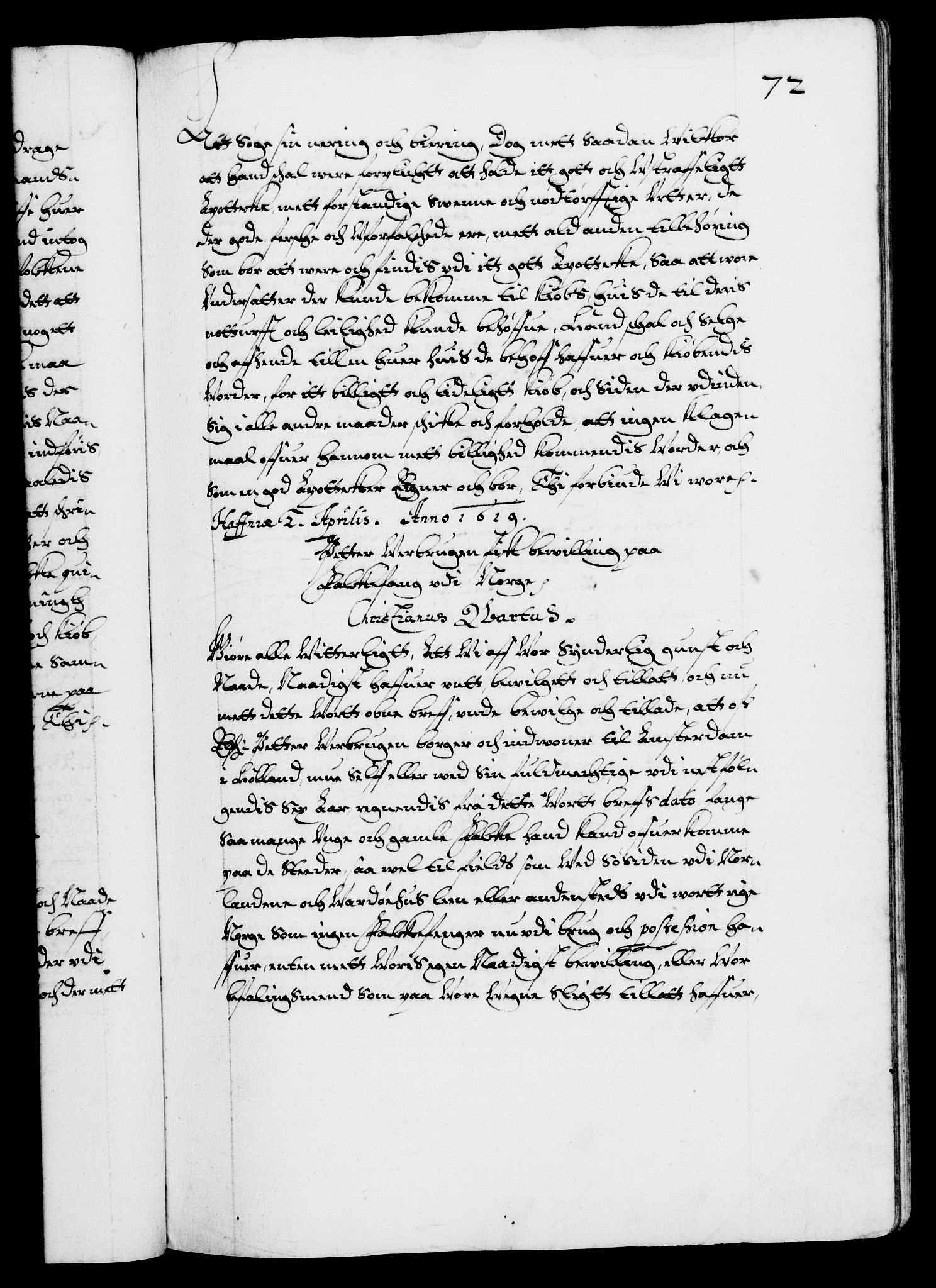 Danske Kanselli 1572-1799, RA/EA-3023/F/Fc/Fca/Fcaa/L0004: Norske registre (mikrofilm), 1617-1630, p. 72a