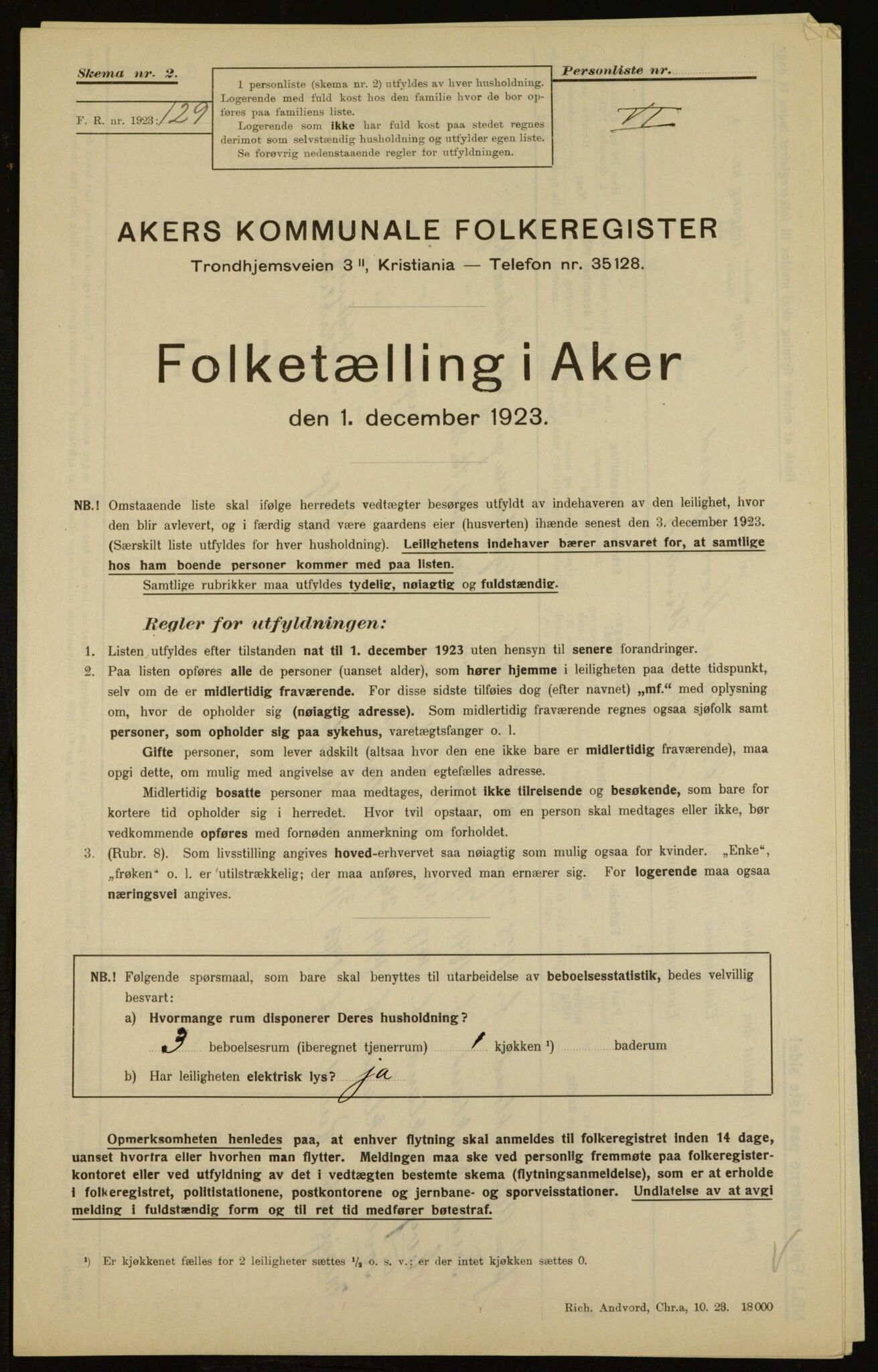 , Municipal Census 1923 for Aker, 1923, p. 8266