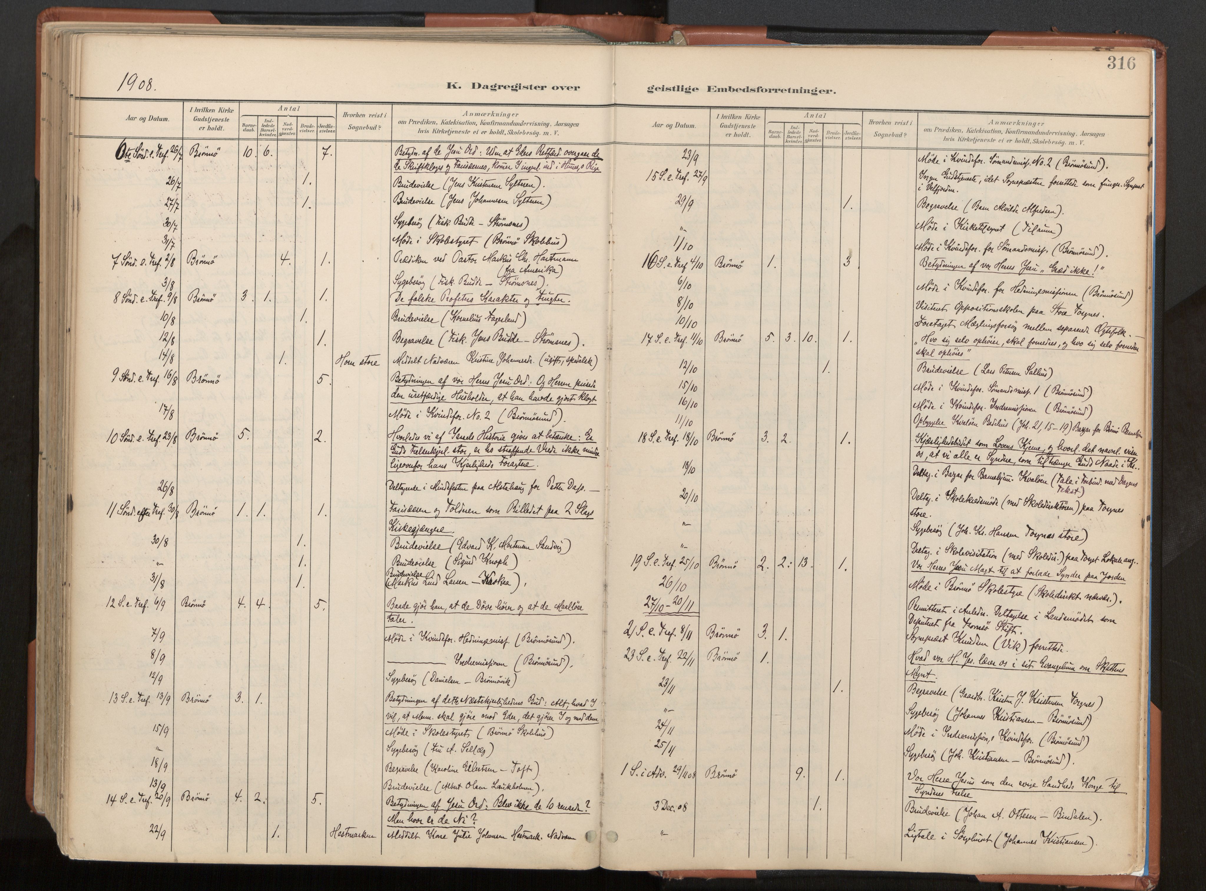 Ministerialprotokoller, klokkerbøker og fødselsregistre - Nordland, AV/SAT-A-1459/813/L0201: Parish register (official) no. 813A11, 1901-1918, p. 316