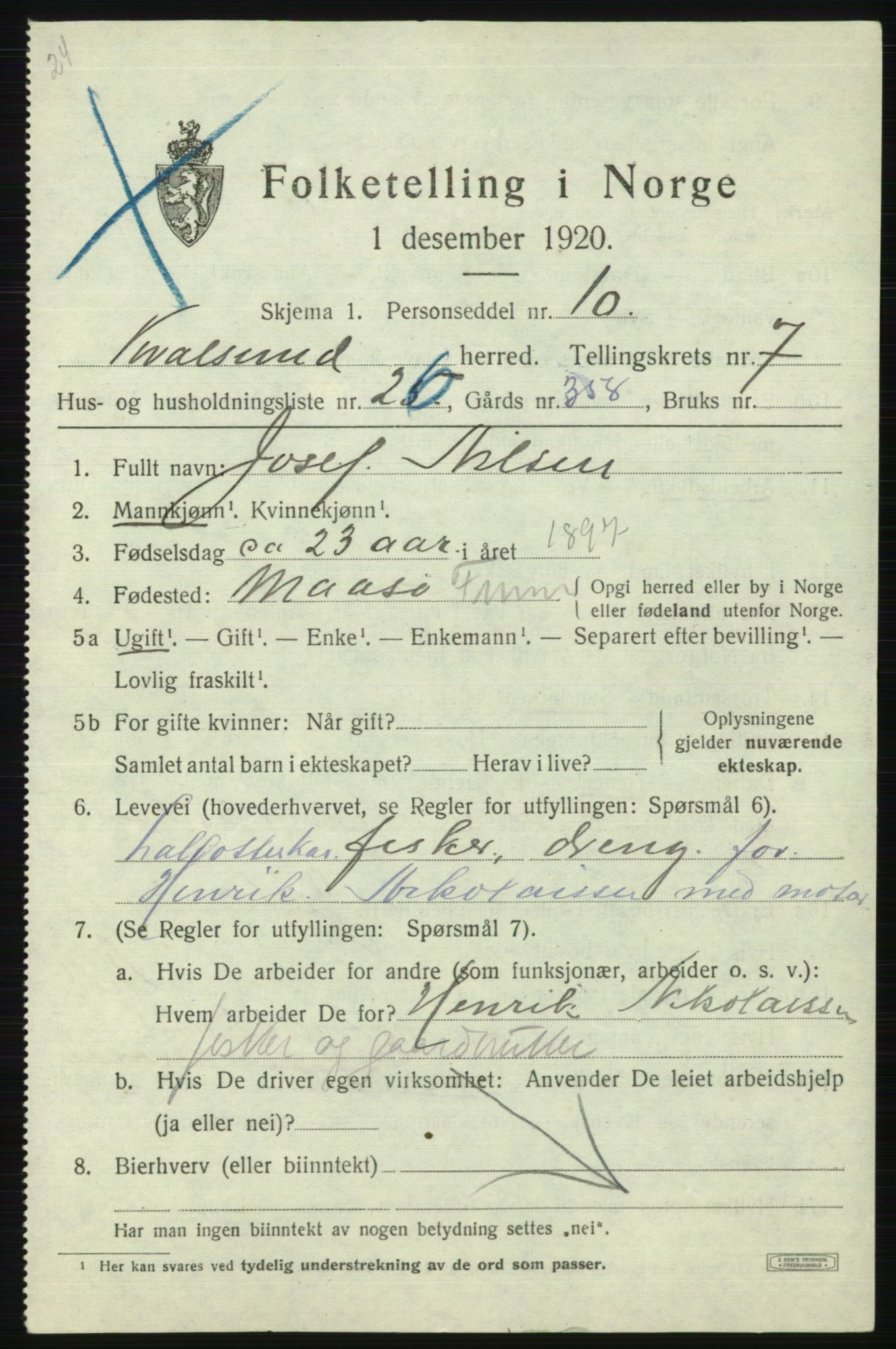 SATØ, 1920 census for , 1920, p. 2440
