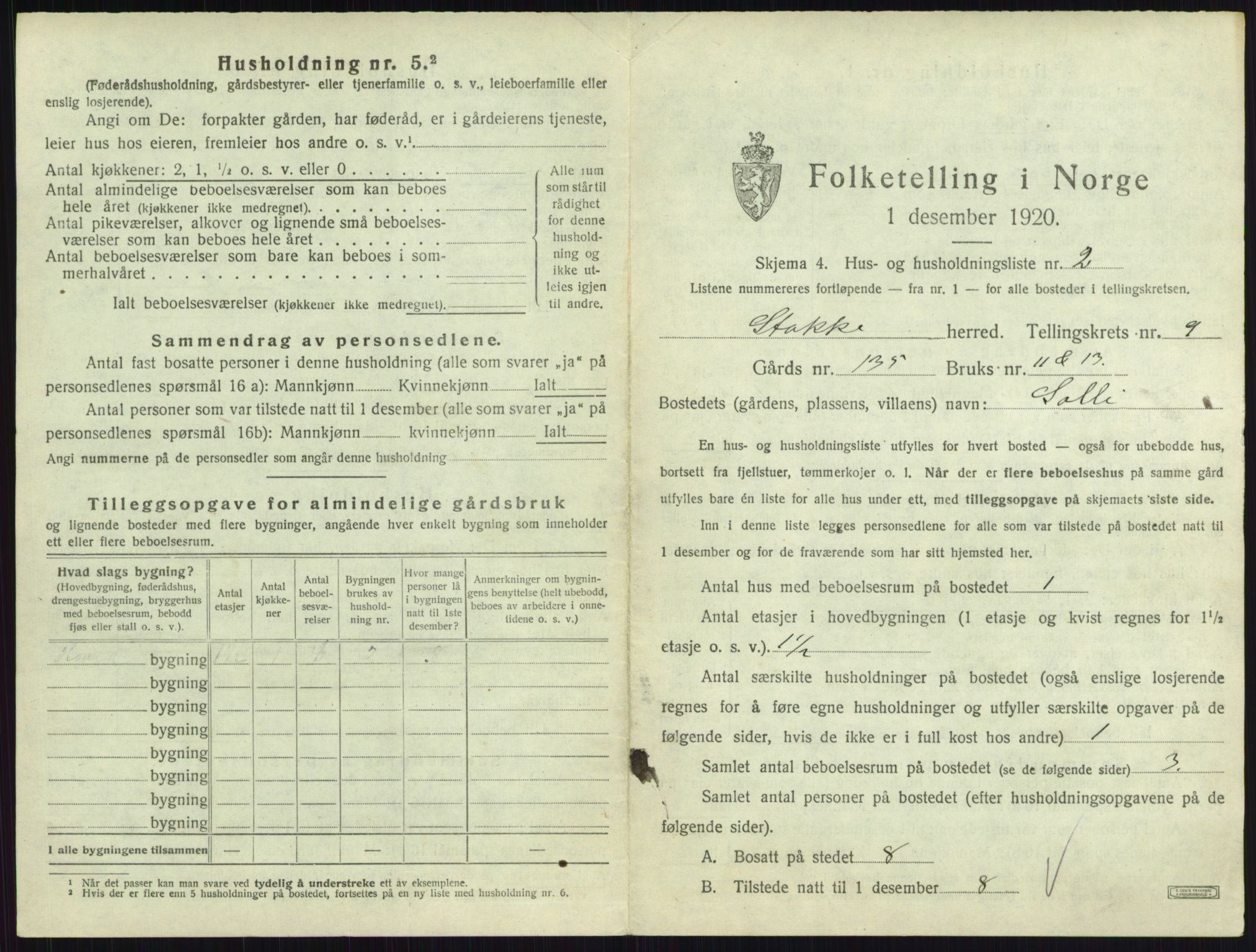 SAKO, 1920 census for Stokke, 1920, p. 1669