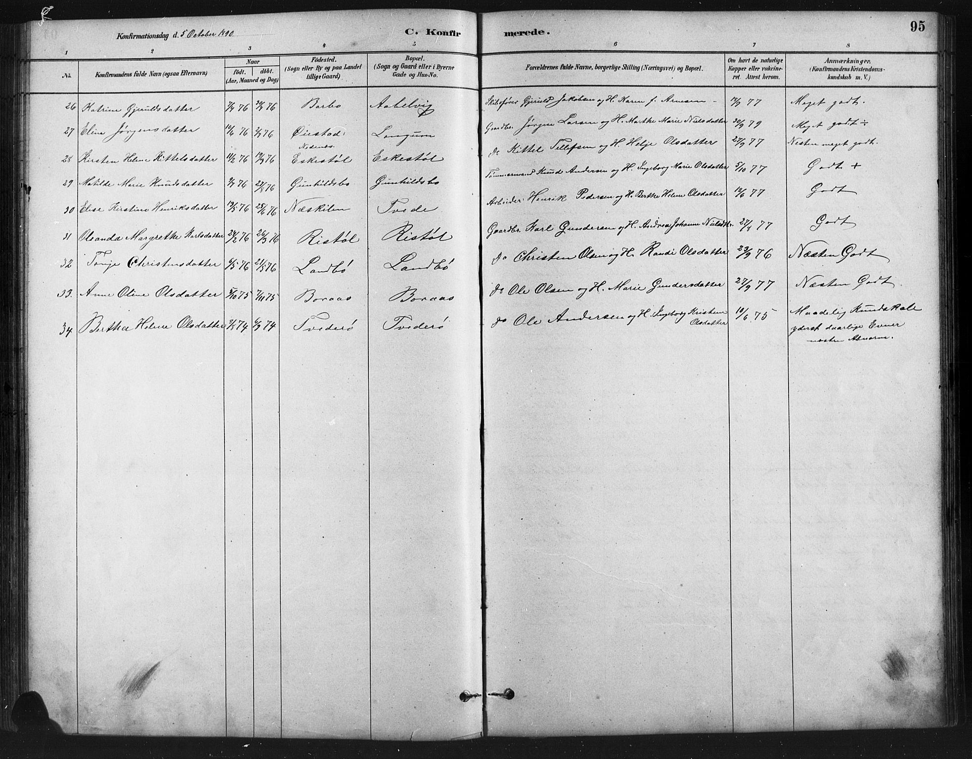 Austre Moland sokneprestkontor, AV/SAK-1111-0001/F/Fb/Fba/L0003: Parish register (copy) no. B 3, 1879-1914, p. 95