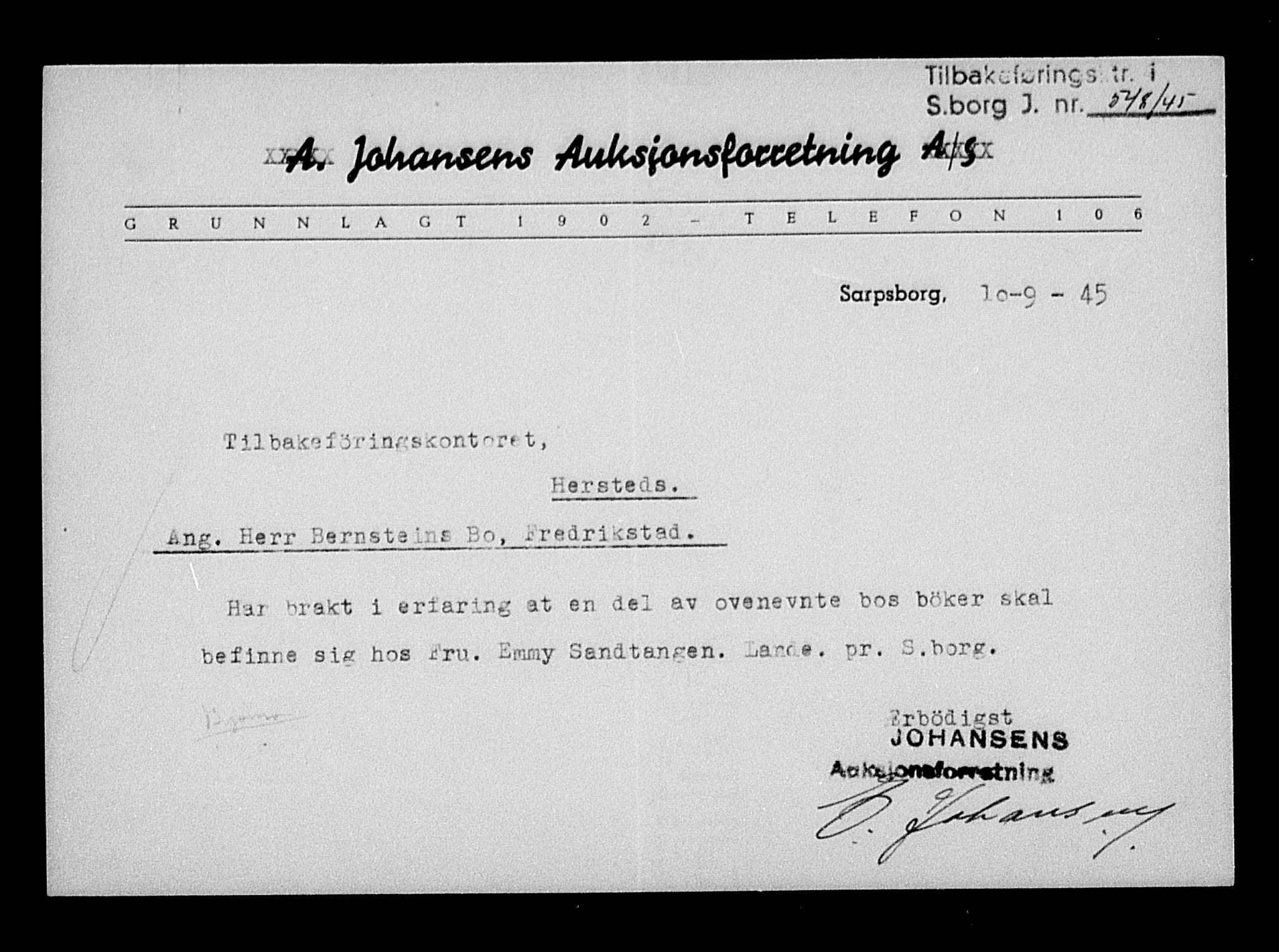 Justisdepartementet, Tilbakeføringskontoret for inndratte formuer, AV/RA-S-1564/H/Hc/Hcd/L0991: --, 1945-1947, p. 204