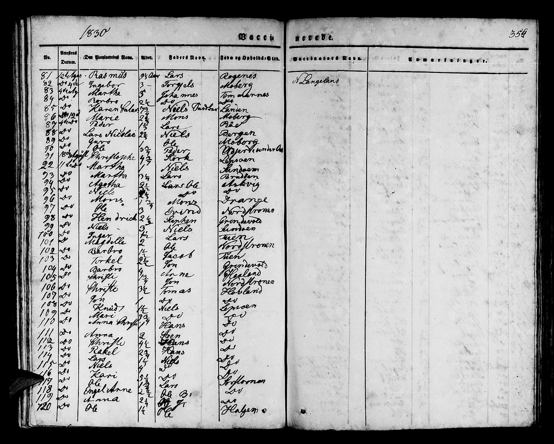 Os sokneprestembete, AV/SAB-A-99929: Parish register (official) no. A 14, 1826-1839, p. 354