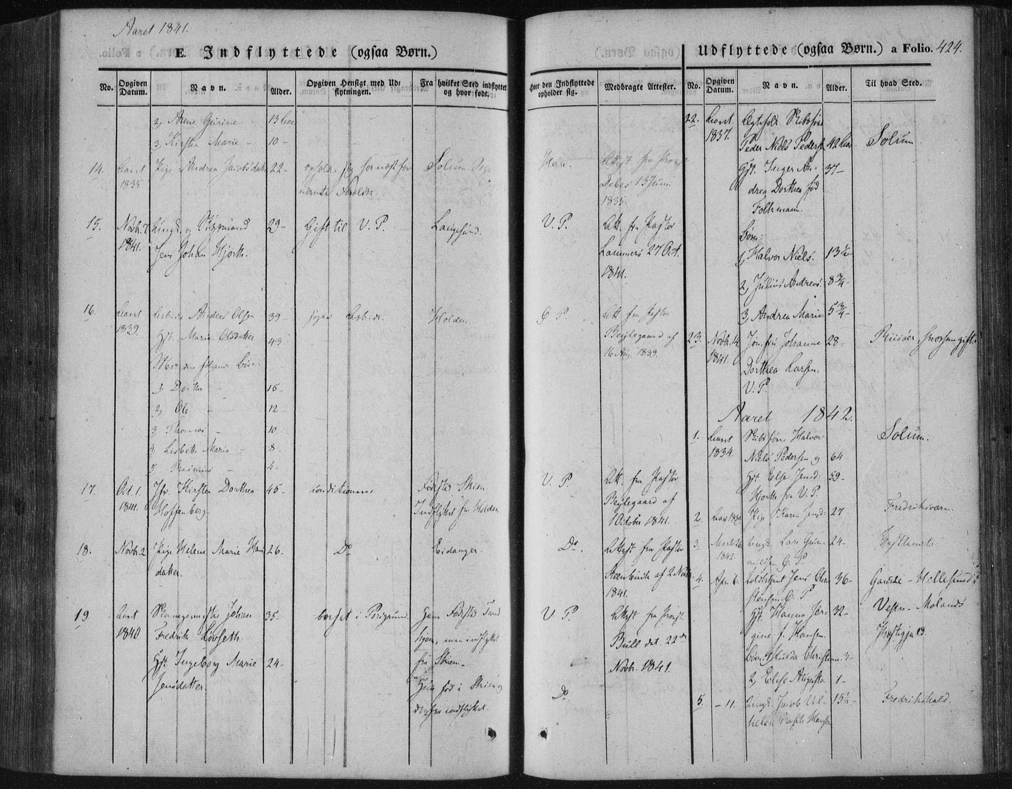 Porsgrunn kirkebøker , AV/SAKO-A-104/F/Fa/L0006: Parish register (official) no. 6, 1841-1857, p. 424
