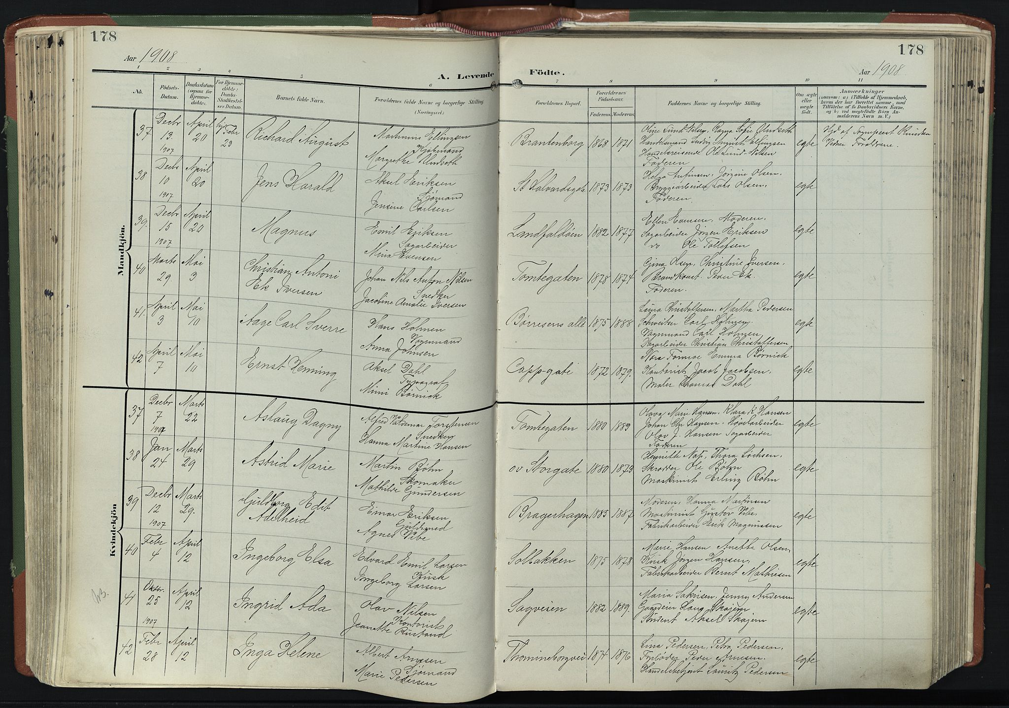 Bragernes kirkebøker, SAKO/A-6/F/Fb/L0009: Parish register (official) no. II 9, 1902-1911, p. 178