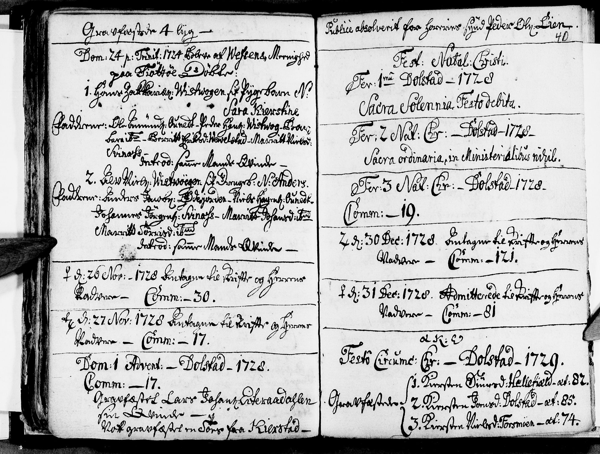 Ministerialprotokoller, klokkerbøker og fødselsregistre - Nordland, SAT/A-1459/820/L0283: Parish register (official) no. 820A04, 1726-1729, p. 40