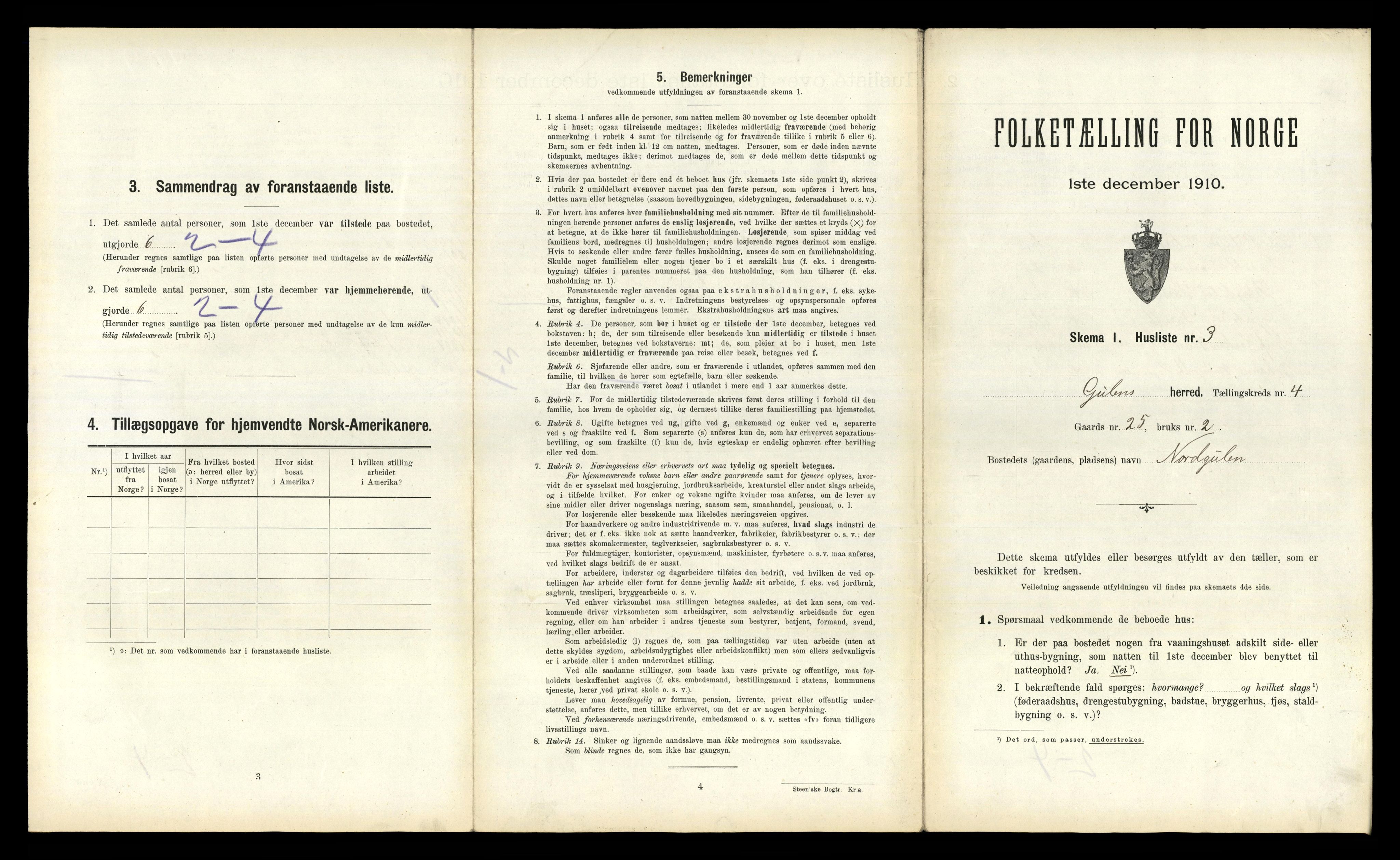 RA, 1910 census for Gulen, 1910, p. 334