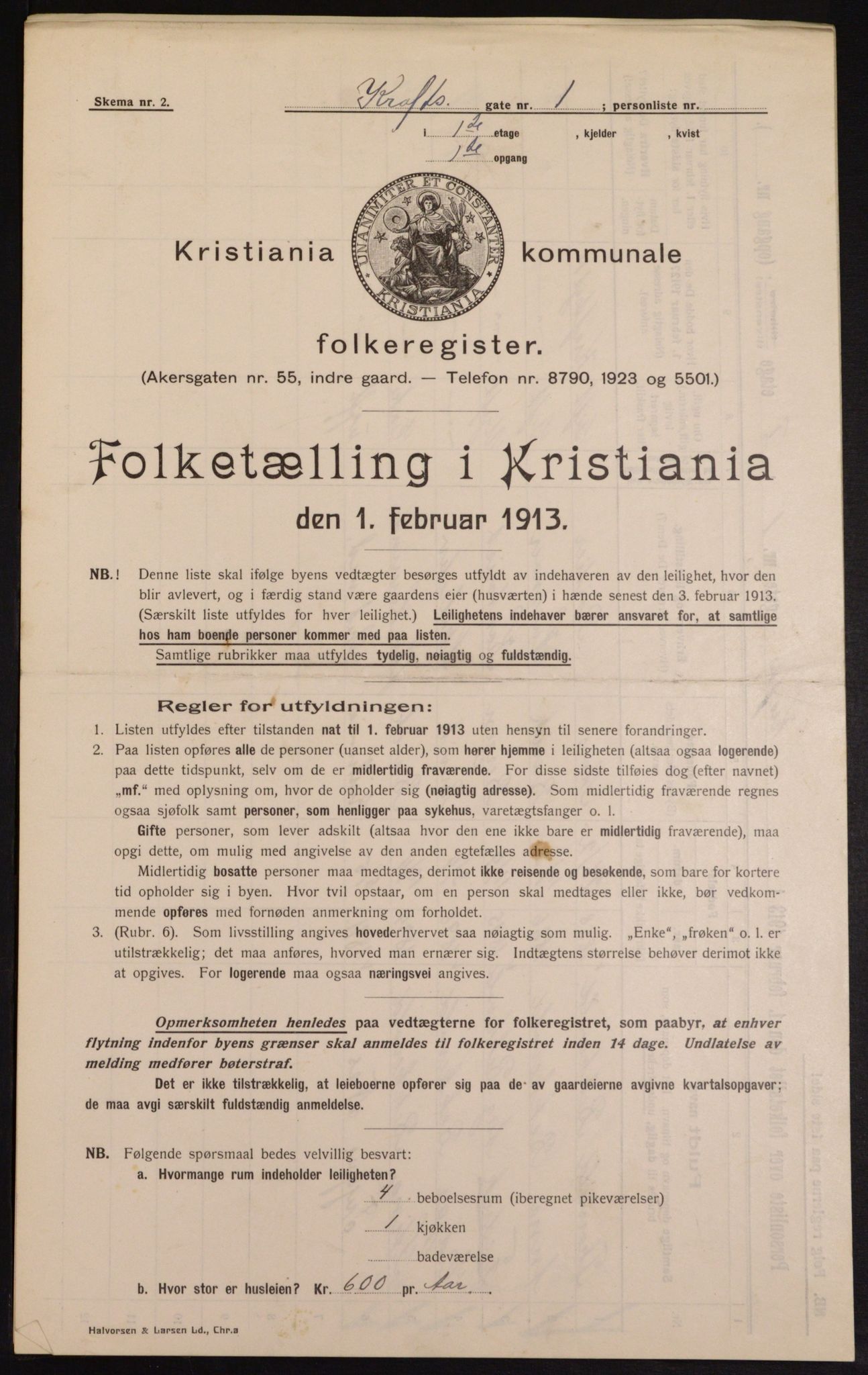 OBA, Municipal Census 1913 for Kristiania, 1913, p. 53617