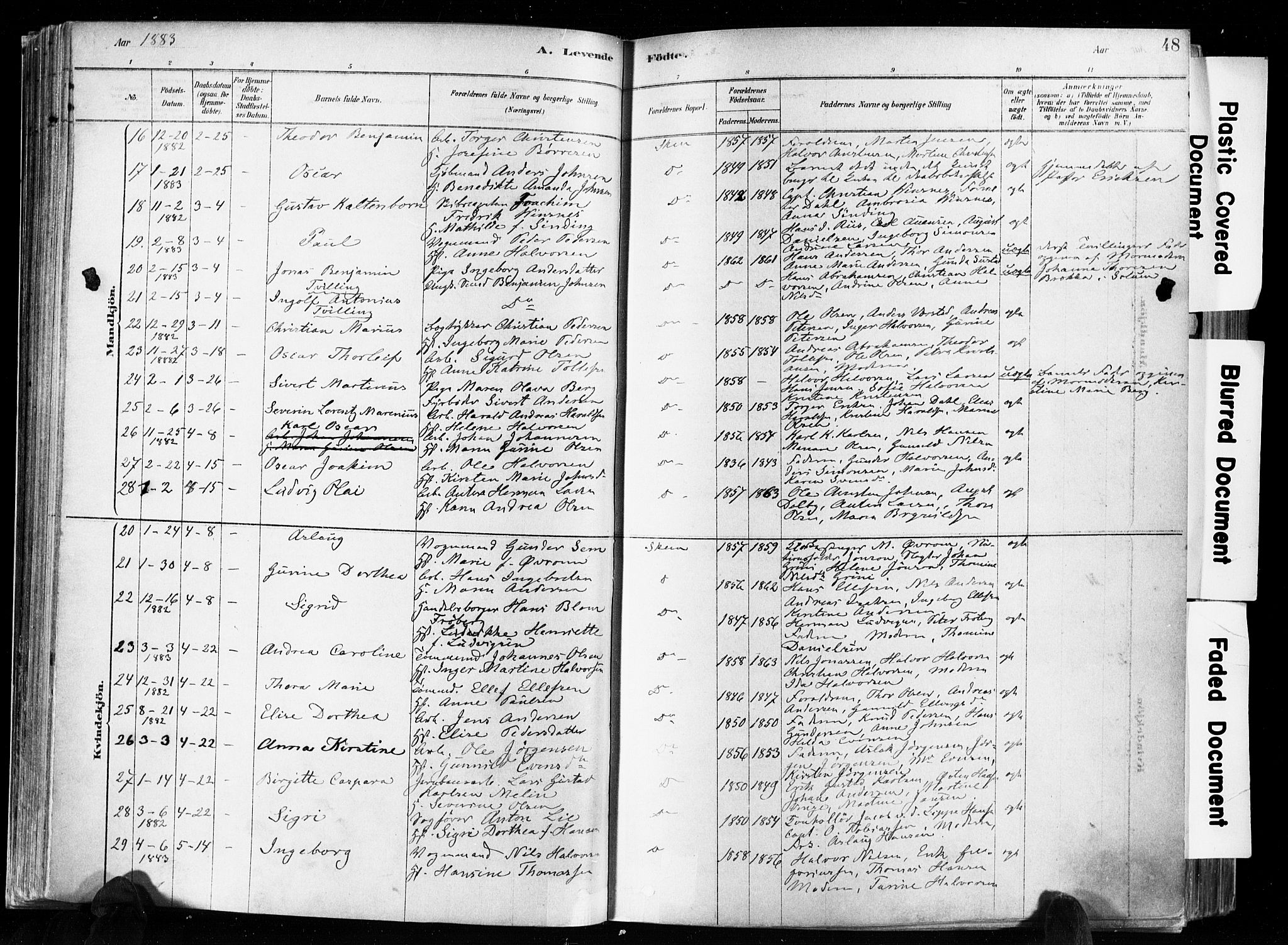 Skien kirkebøker, AV/SAKO-A-302/F/Fa/L0009: Parish register (official) no. 9, 1878-1890, p. 48