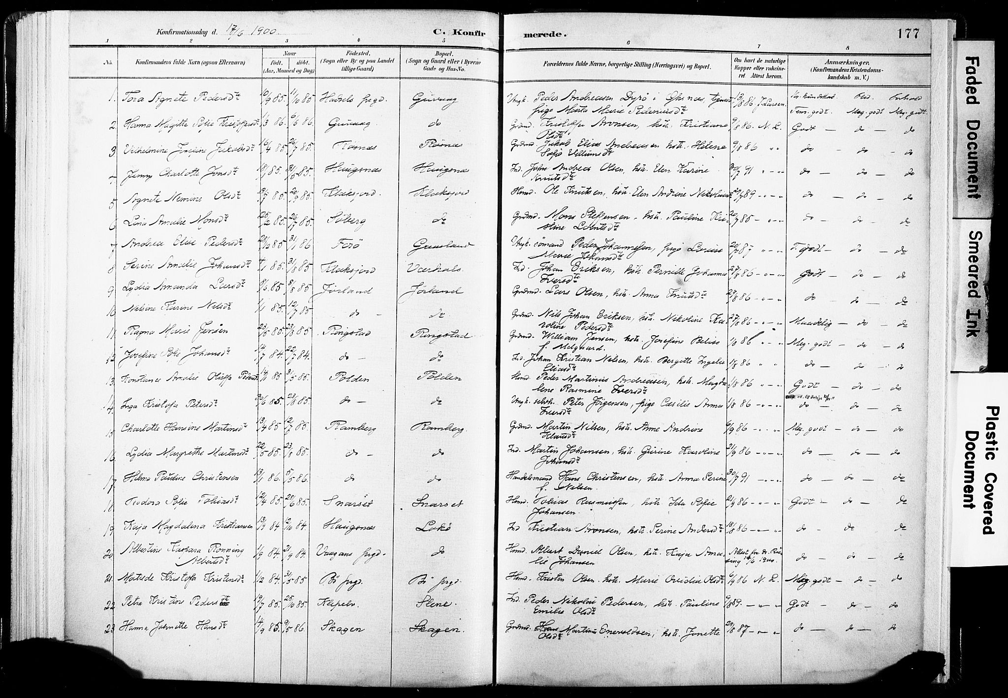 Ministerialprotokoller, klokkerbøker og fødselsregistre - Nordland, AV/SAT-A-1459/891/L1304: Parish register (official) no. 891A09, 1895-1921, p. 177