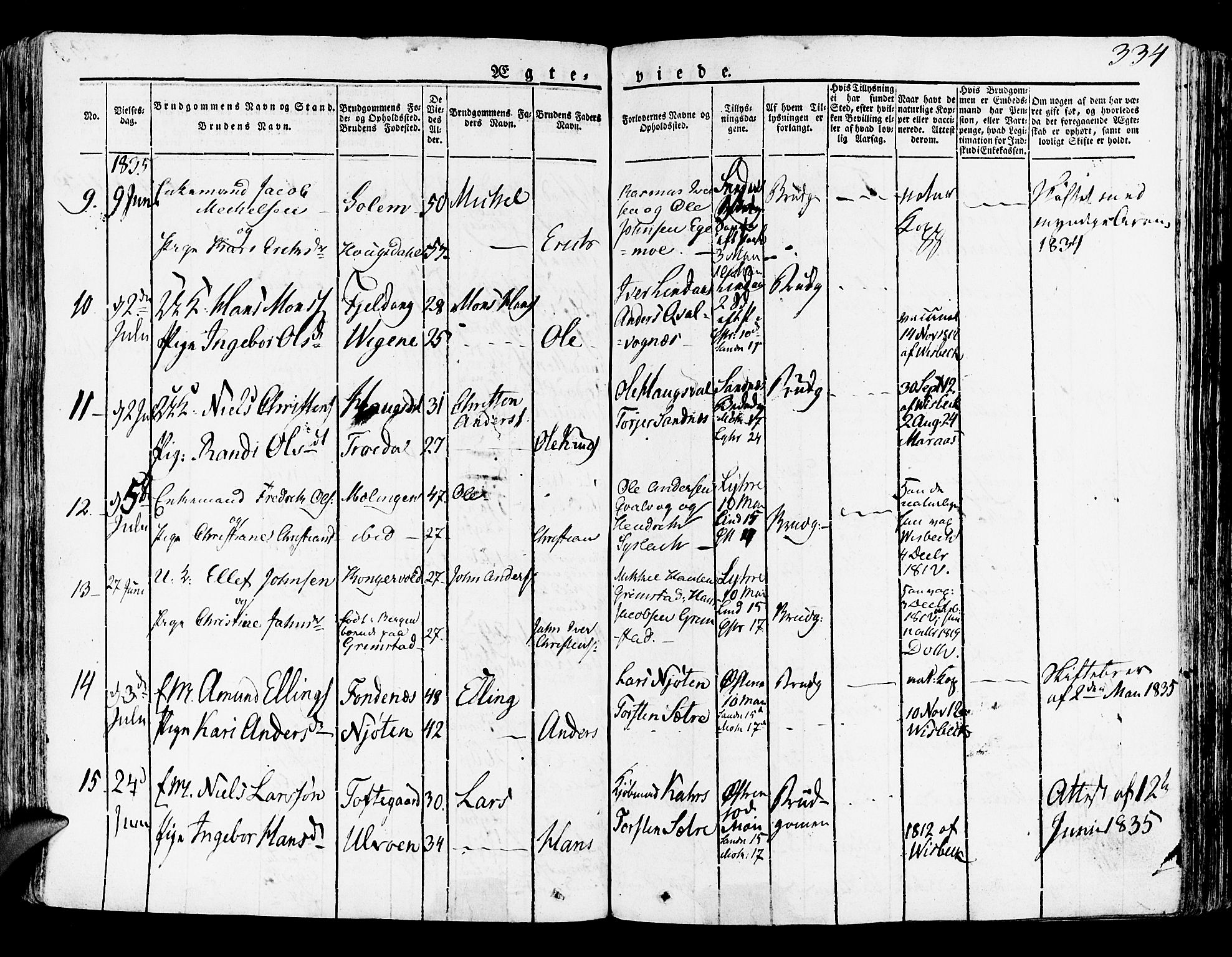 Lindås Sokneprestembete, SAB/A-76701/H/Haa: Parish register (official) no. A 8, 1823-1836, p. 334