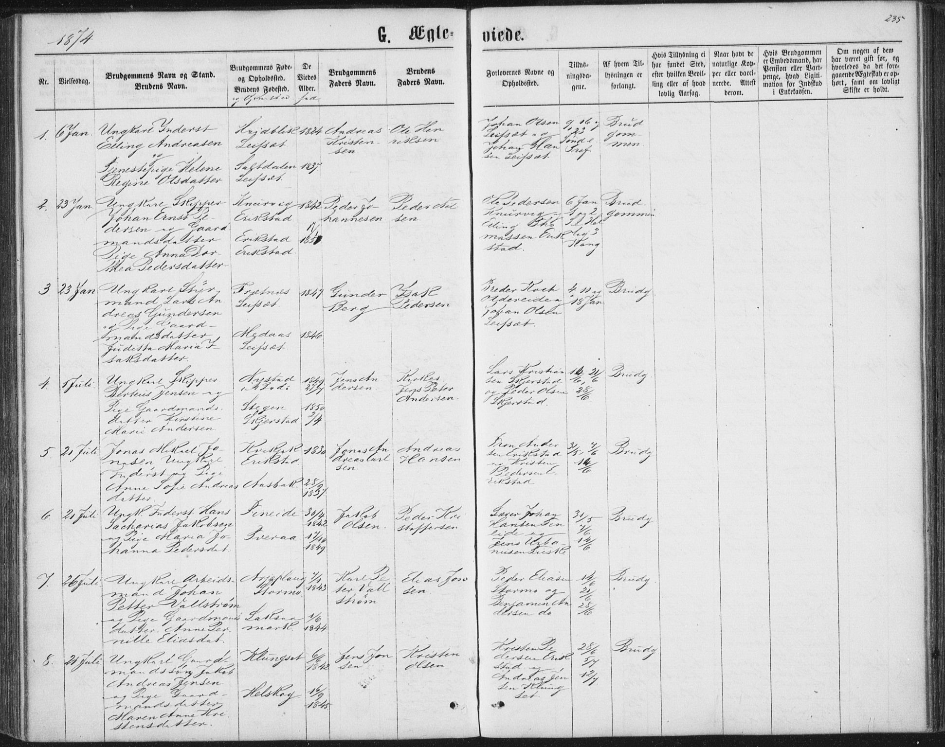 Ministerialprotokoller, klokkerbøker og fødselsregistre - Nordland, SAT/A-1459/852/L0739: Parish register (official) no. 852A09, 1866-1877, p. 235