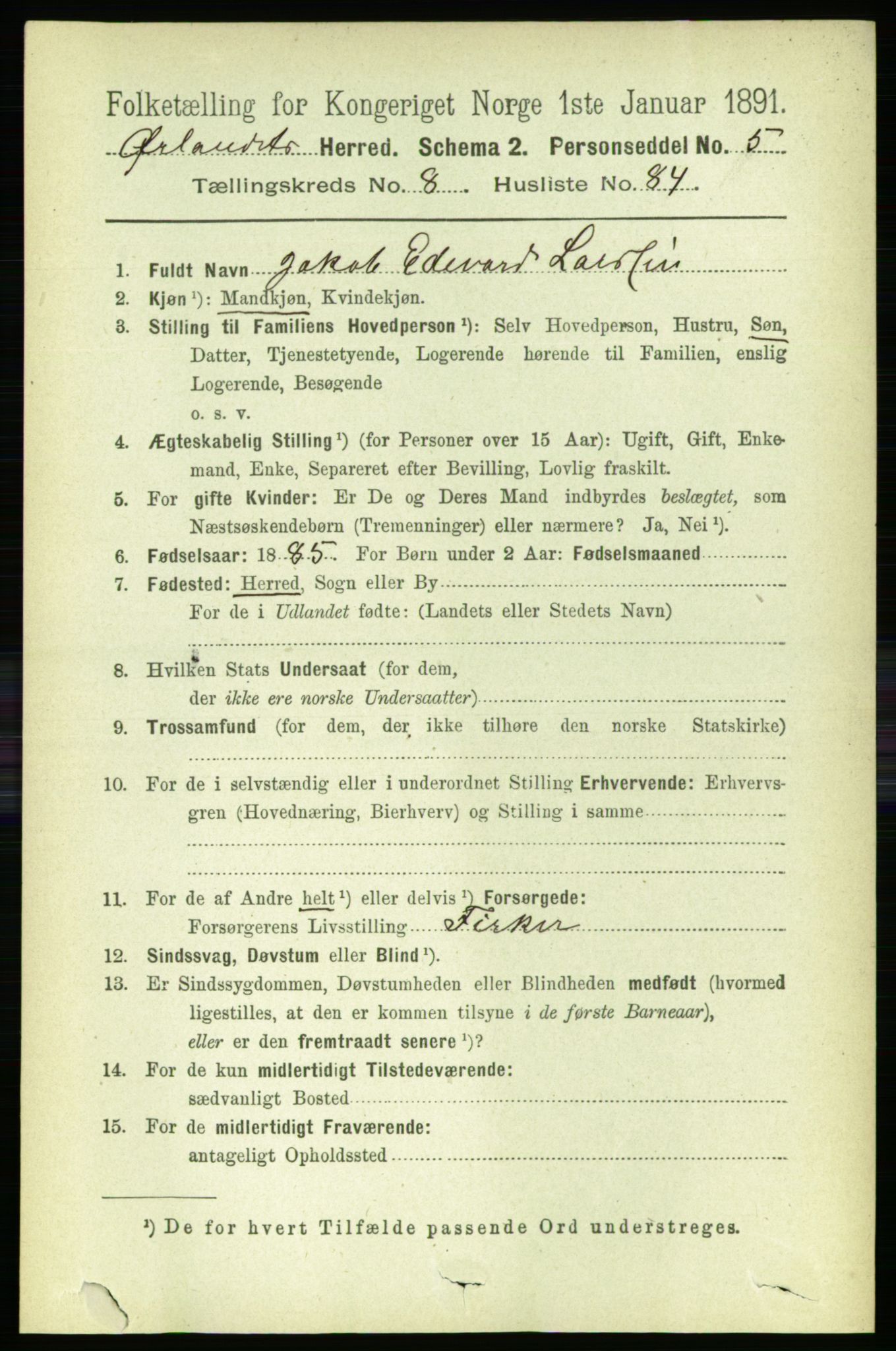 RA, 1891 census for 1621 Ørland, 1891, p. 3738