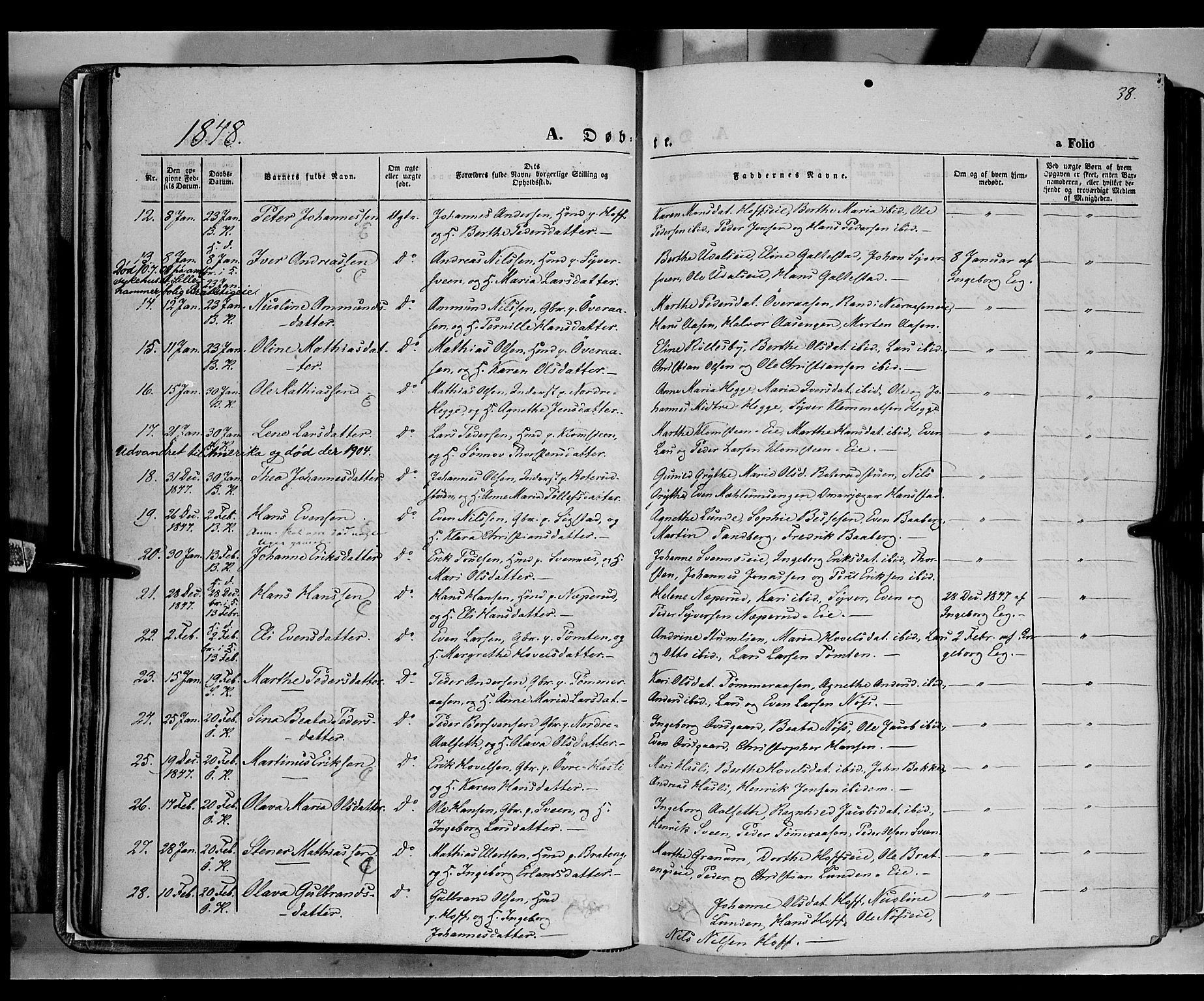 Biri prestekontor, AV/SAH-PREST-096/H/Ha/Haa/L0005: Parish register (official) no. 5, 1843-1854, p. 38