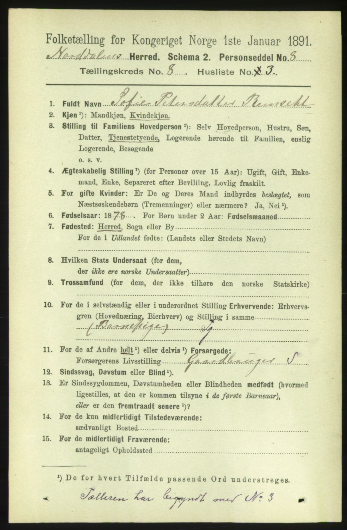 RA, 1891 census for 1524 Norddal, 1891, p. 1564