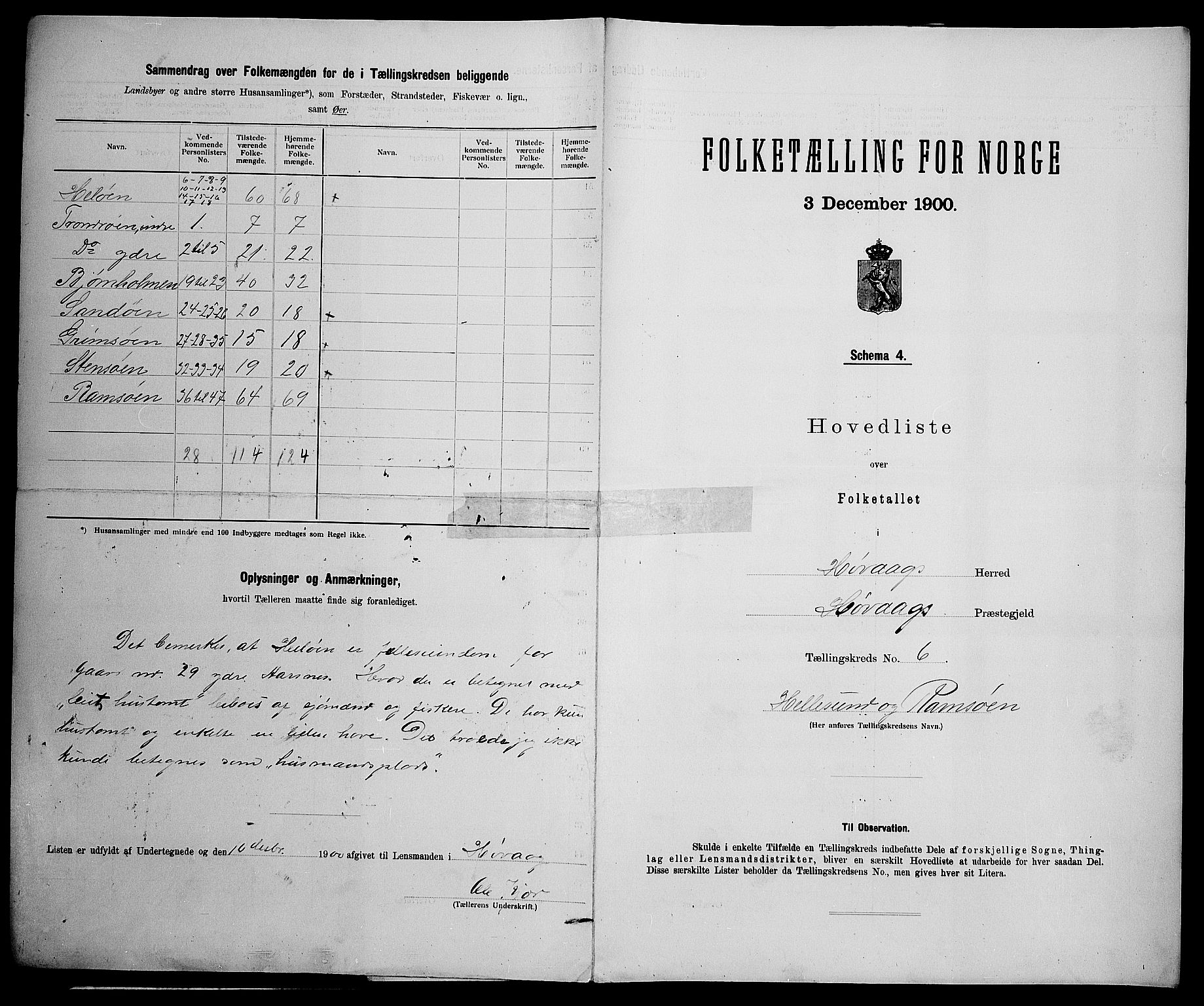 SAK, 1900 census for Høvåg, 1900, p. 23