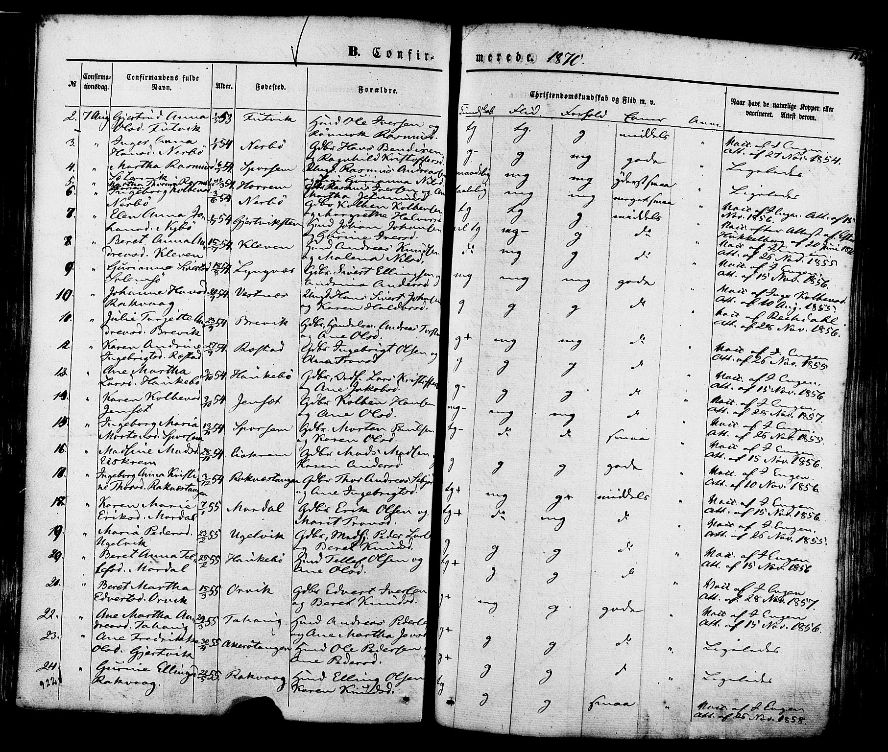 Ministerialprotokoller, klokkerbøker og fødselsregistre - Møre og Romsdal, AV/SAT-A-1454/560/L0719: Parish register (official) no. 560A03, 1845-1872, p. 172