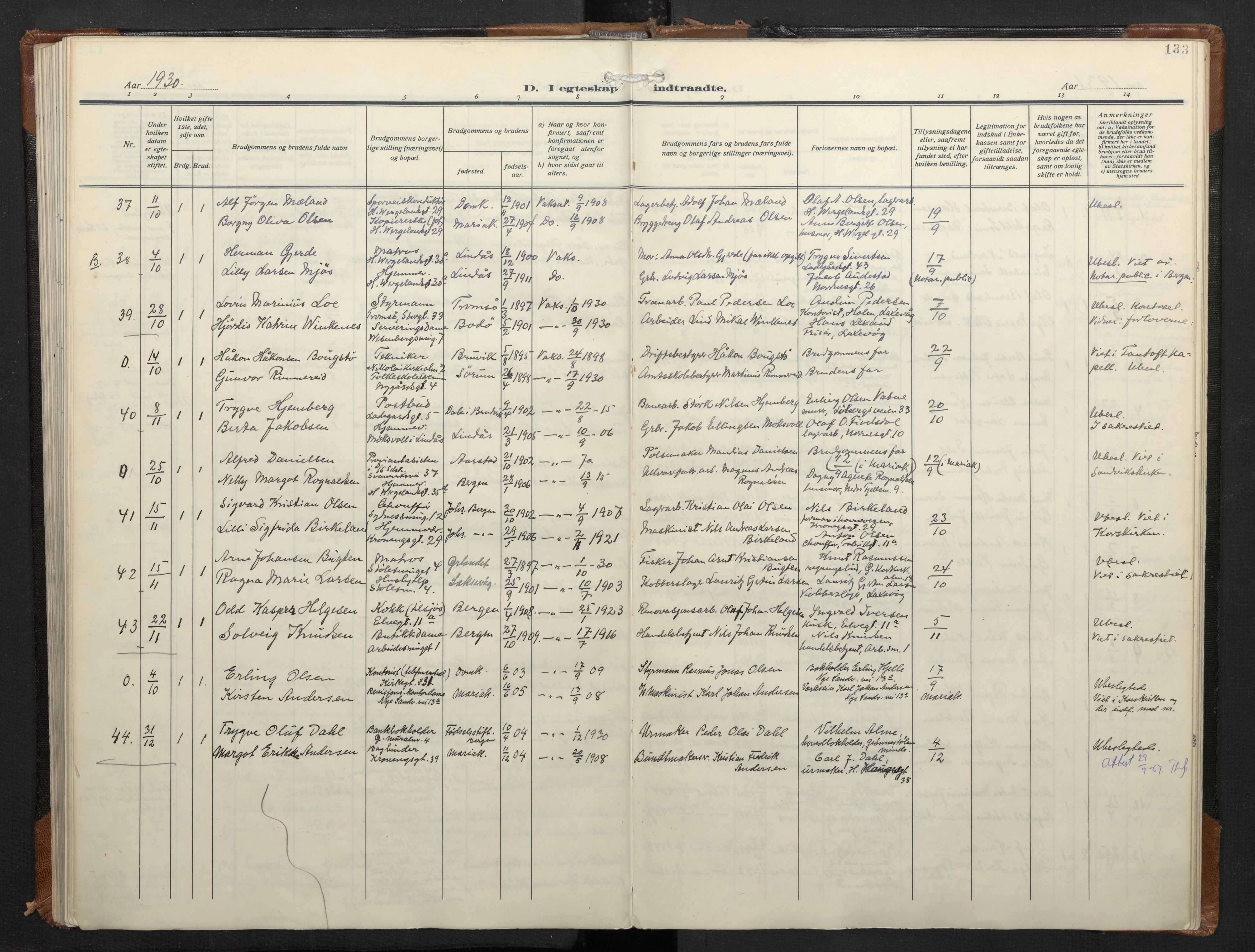 Mariakirken Sokneprestembete, SAB/A-76901/H/Haa/L0016: Parish register (official) no. C 4, 1927-1938, p. 132b-133a