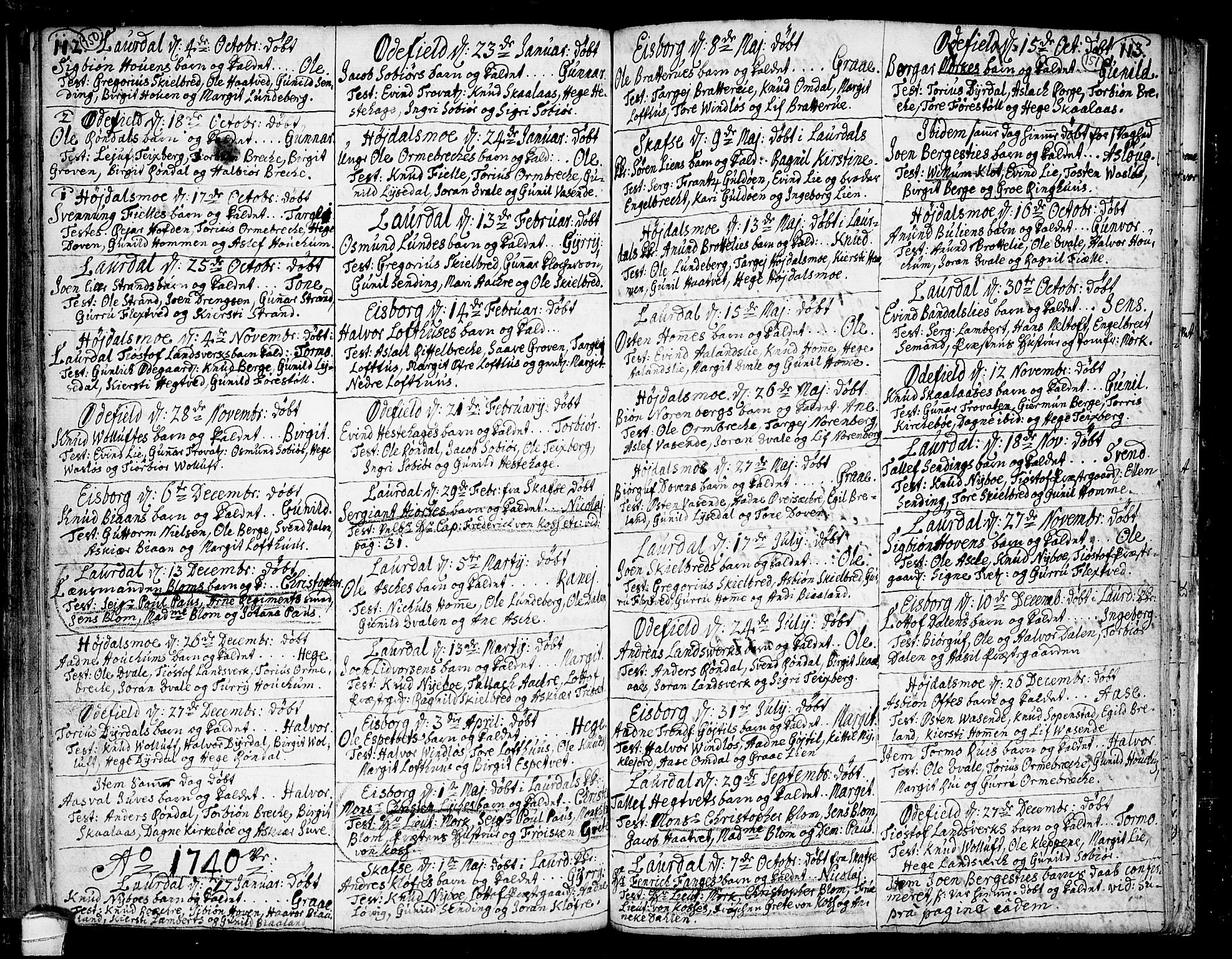 Lårdal kirkebøker, SAKO/A-284/F/Fa/L0002: Parish register (official) no. I 2, 1734-1754, p. 150-151