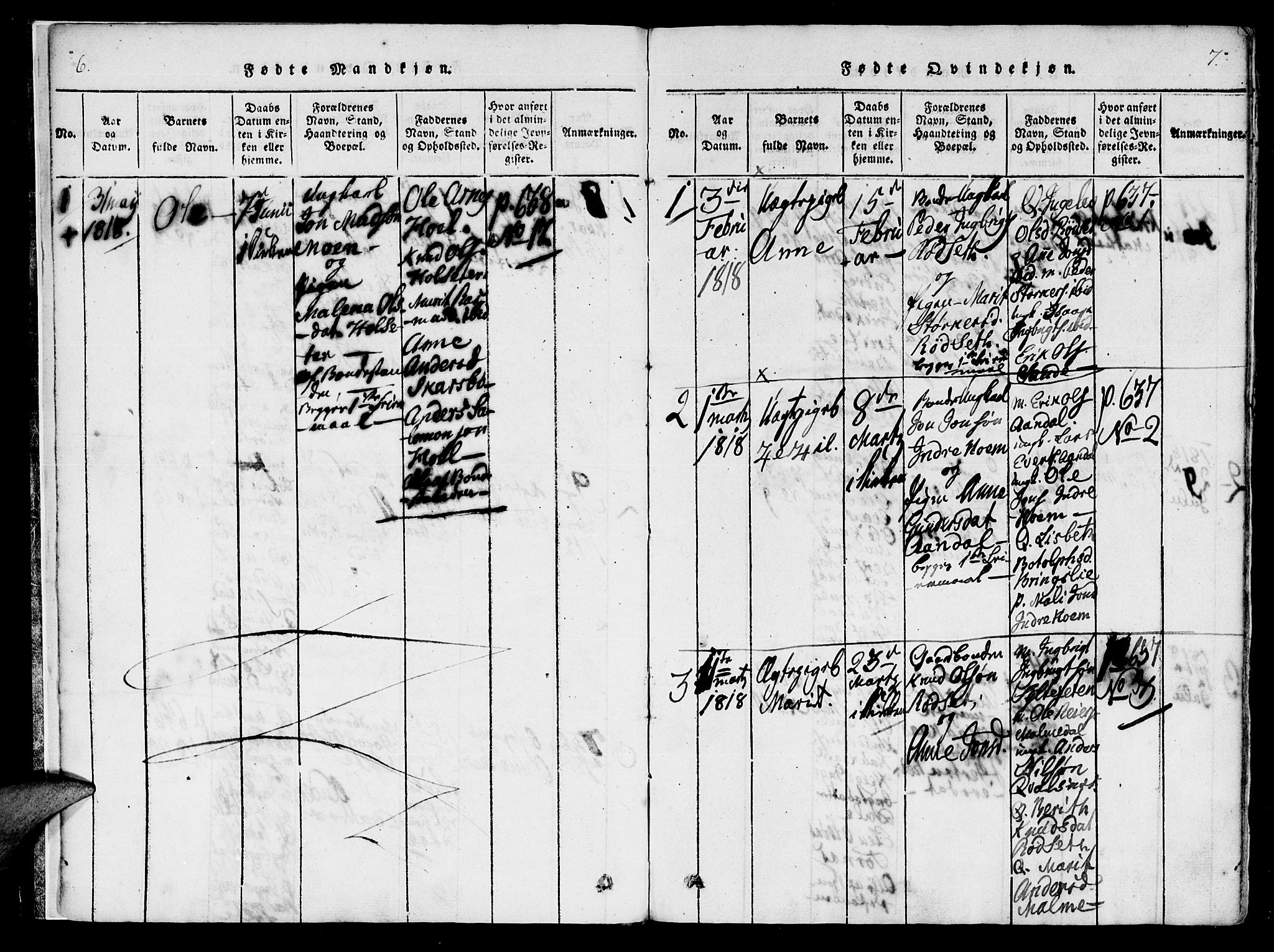 Ministerialprotokoller, klokkerbøker og fødselsregistre - Møre og Romsdal, AV/SAT-A-1454/565/L0747: Parish register (official) no. 565A01, 1817-1844, p. 6-7