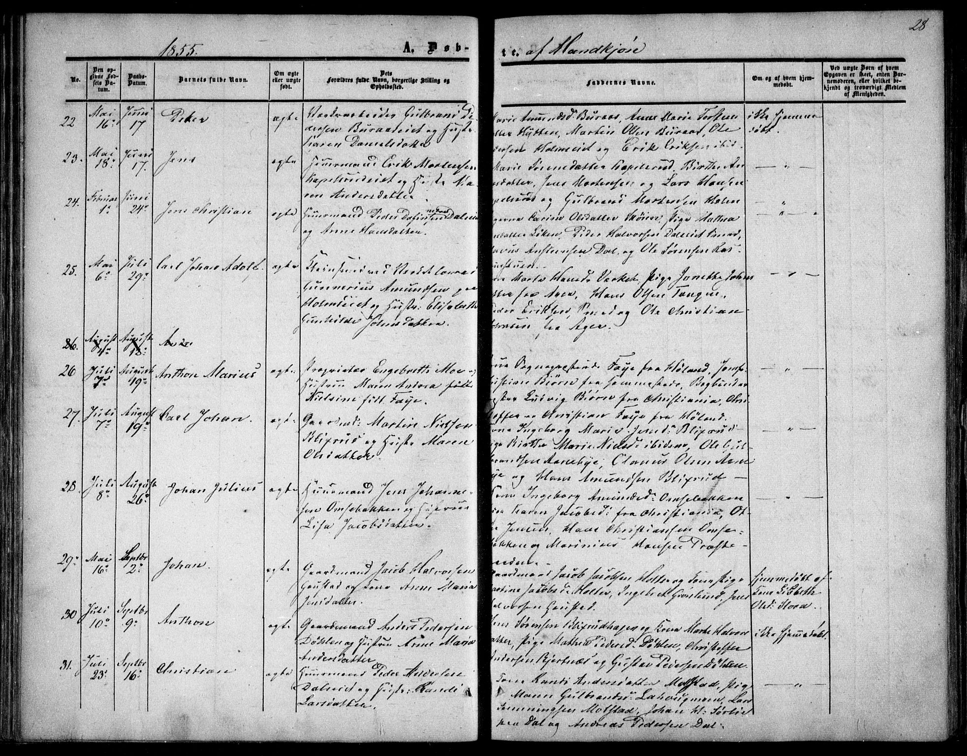 Nittedal prestekontor Kirkebøker, SAO/A-10365a/F/Fa/L0005: Parish register (official) no. I 5, 1850-1862, p. 28