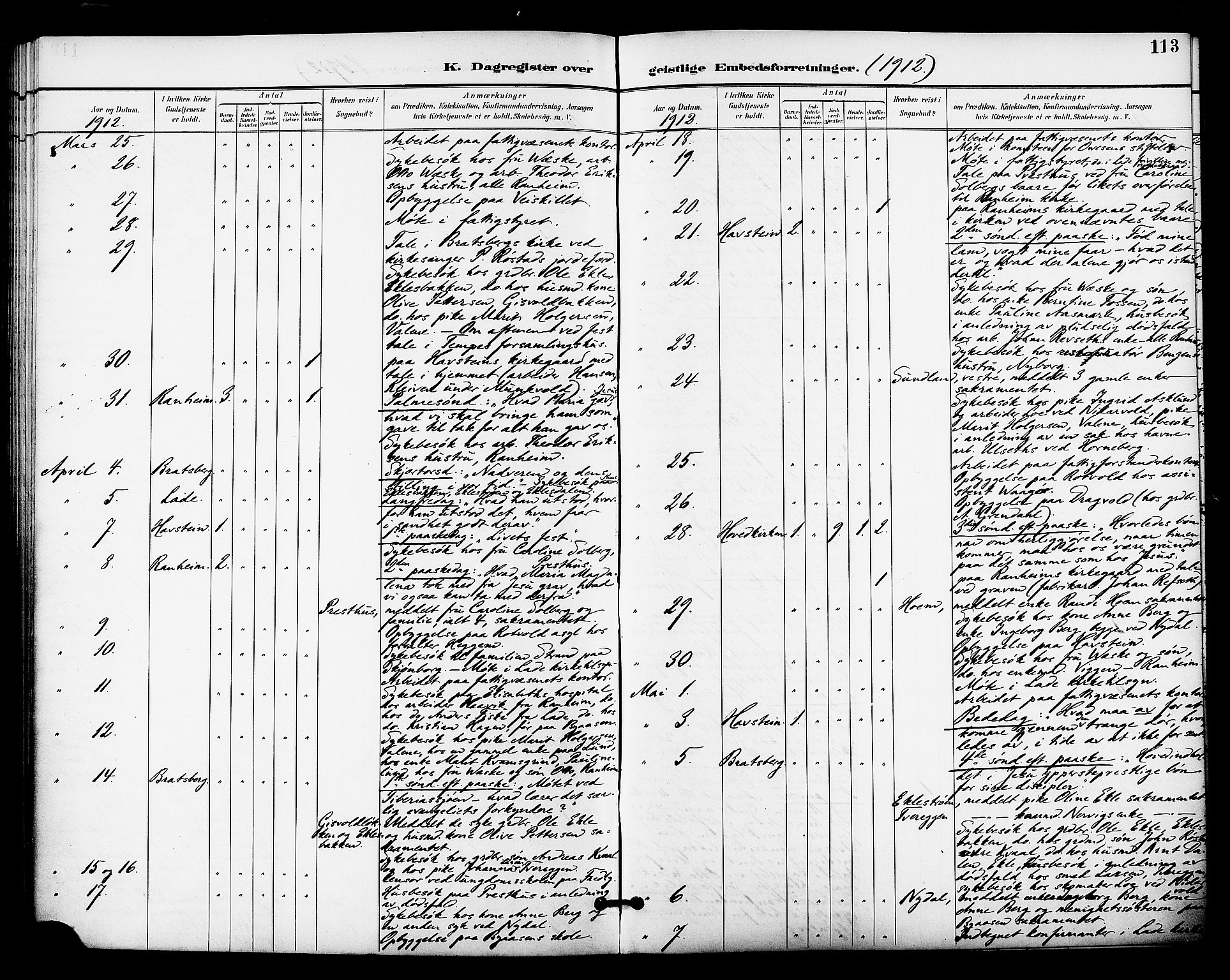 Ministerialprotokoller, klokkerbøker og fødselsregistre - Sør-Trøndelag, AV/SAT-A-1456/606/L0304: Curate's parish register no. 606B03, 1895-1917, p. 113