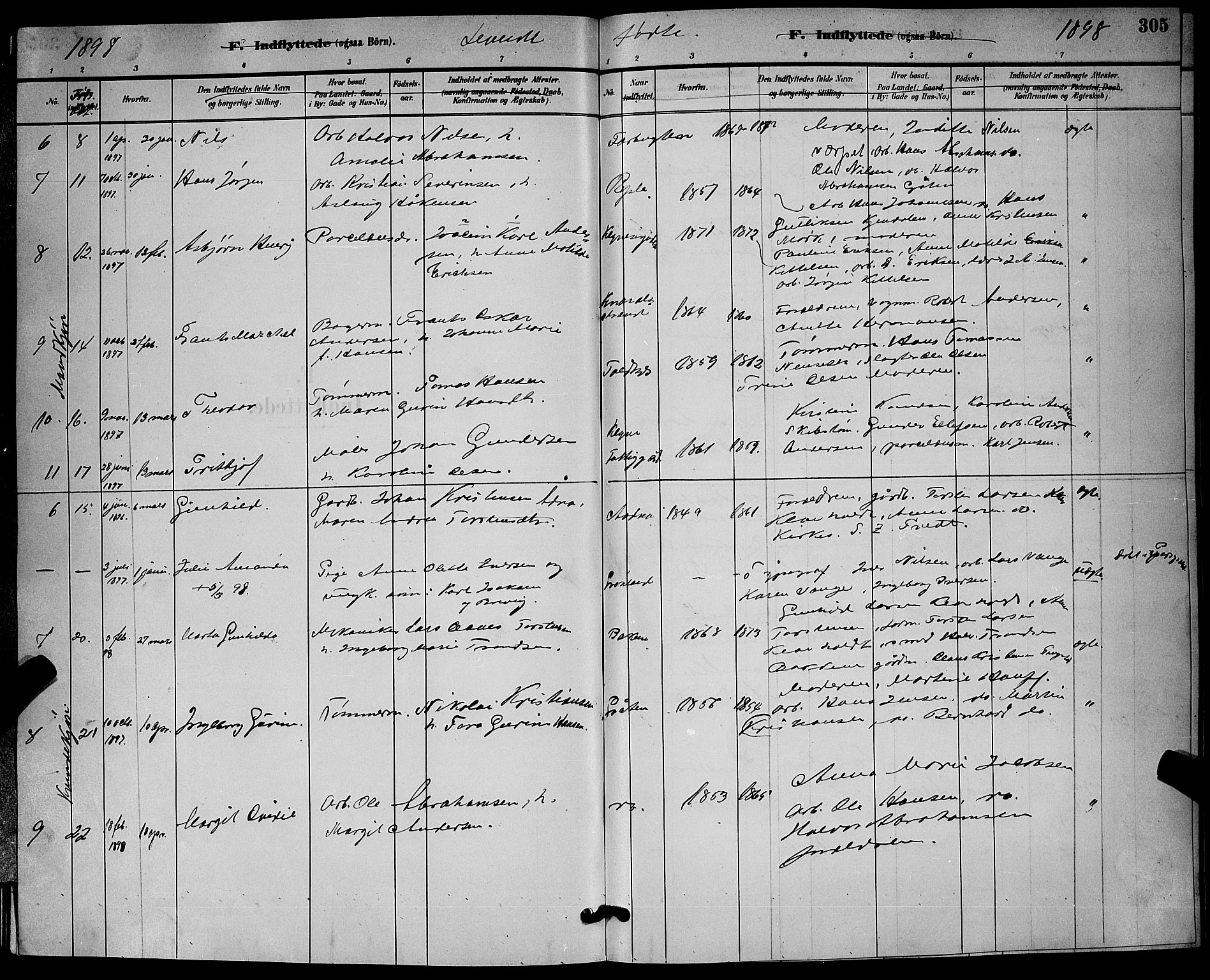 Solum kirkebøker, AV/SAKO-A-306/G/Ga/L0007: Parish register (copy) no. I 7, 1884-1898, p. 305