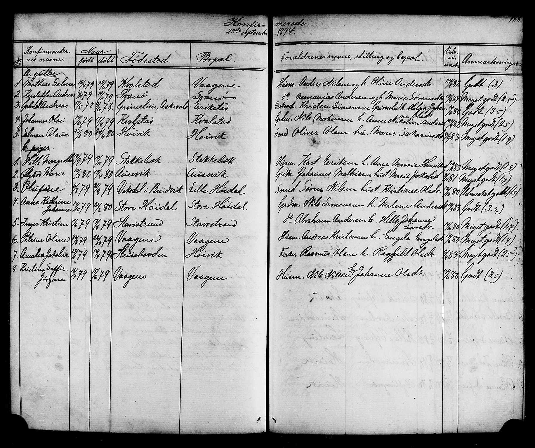 Kinn sokneprestembete, AV/SAB-A-80801/H/Hab/Habc/L0002: Parish register (copy) no. C 2, 1869-1918, p. 188