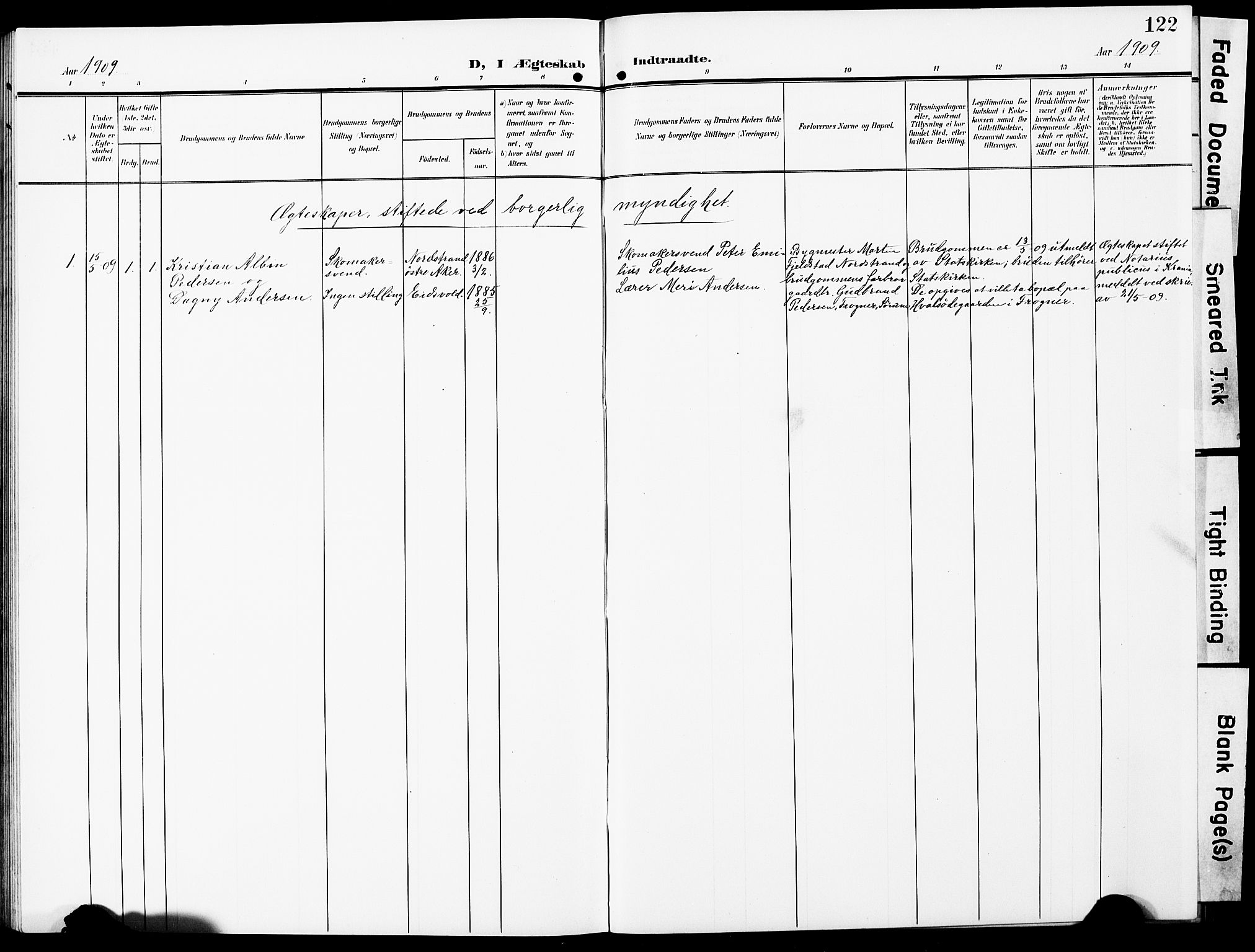 Sørum prestekontor Kirkebøker, SAO/A-10303/G/Gb/L0001: Parish register (copy) no. II 1, 1907-1929, p. 122