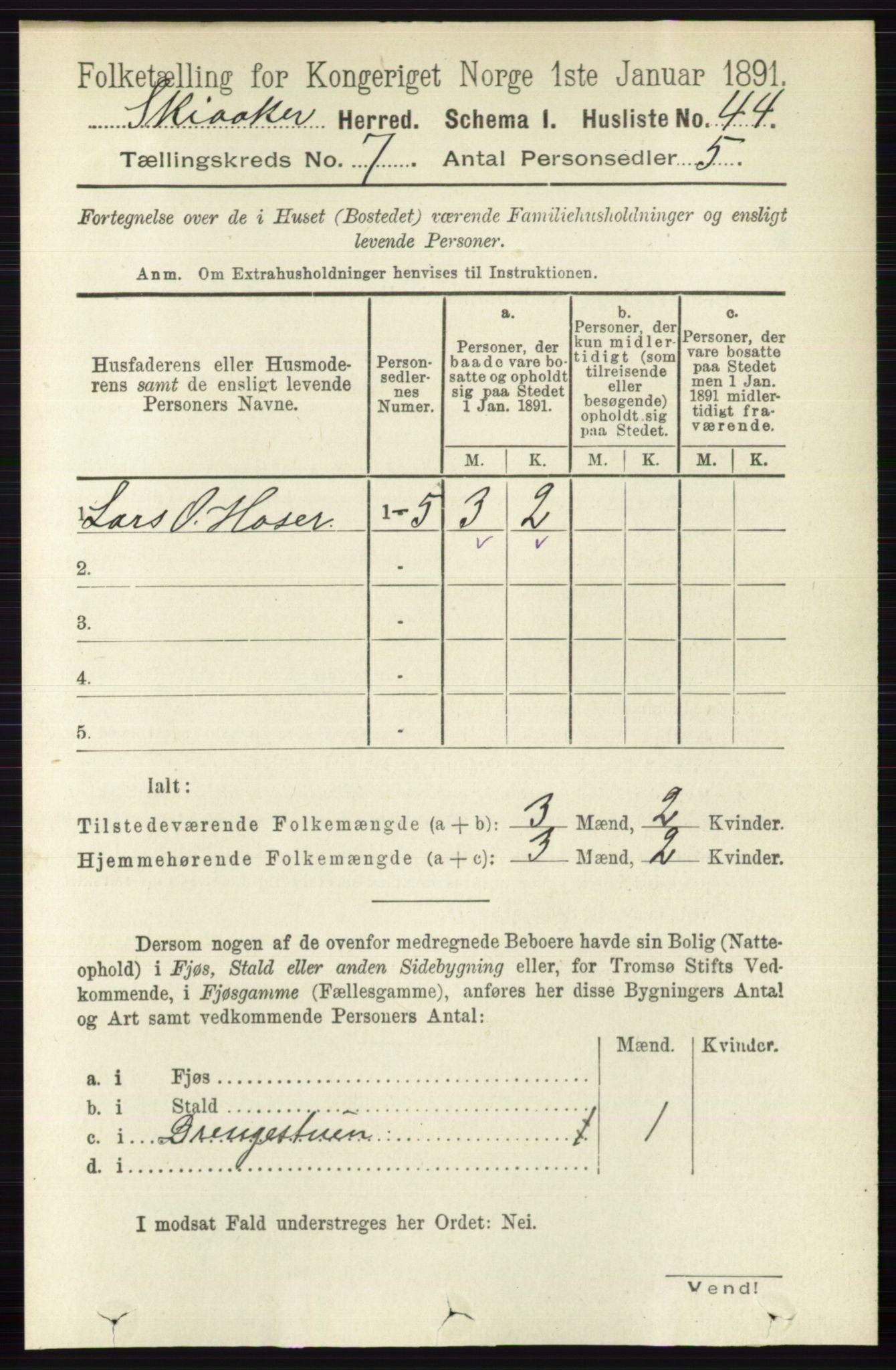 RA, 1891 census for 0513 Skjåk, 1891, p. 2285