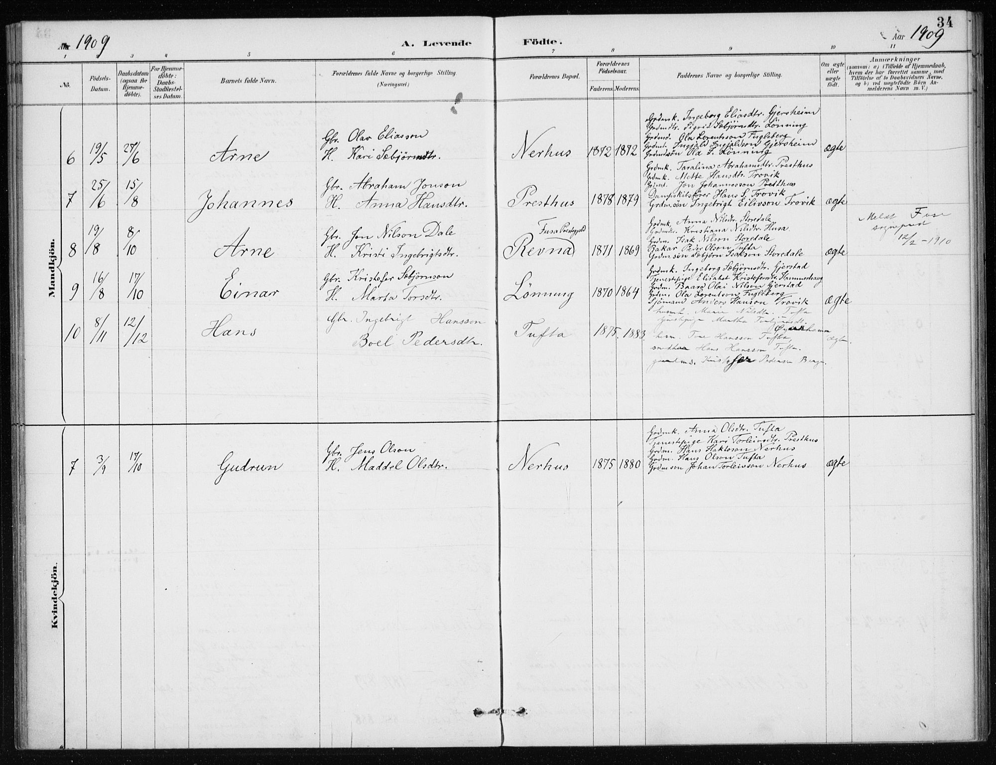 Kvinnherad sokneprestembete, SAB/A-76401/H/Haa: Parish register (official) no. E 1, 1887-1912, p. 34