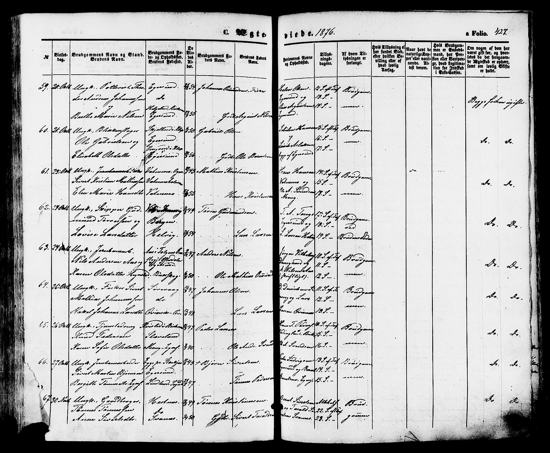 Eigersund sokneprestkontor, AV/SAST-A-101807/S08/L0014: Parish register (official) no. A 13, 1866-1878, p. 427