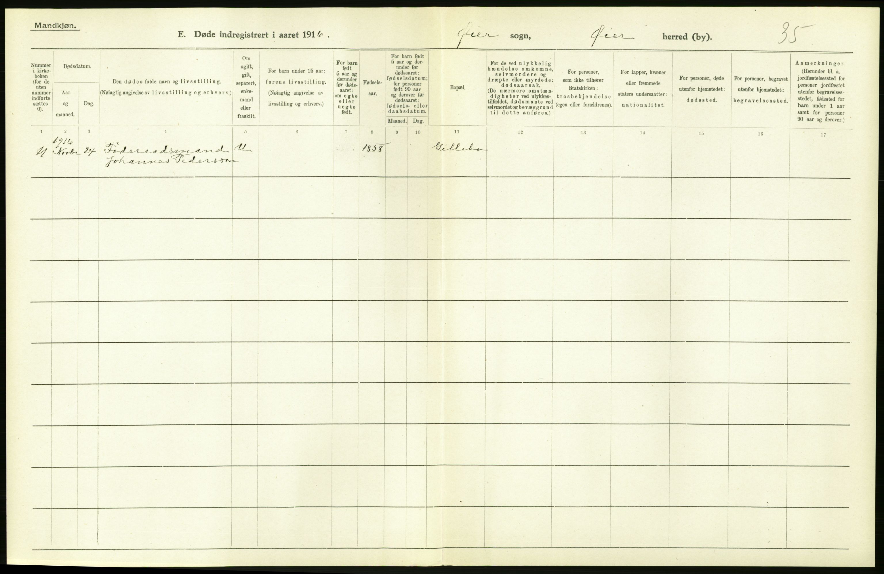 Statistisk sentralbyrå, Sosiodemografiske emner, Befolkning, AV/RA-S-2228/D/Df/Dfb/Dfbf/L0016: Kristians amt: Døde. Bygder og byer., 1916, p. 60