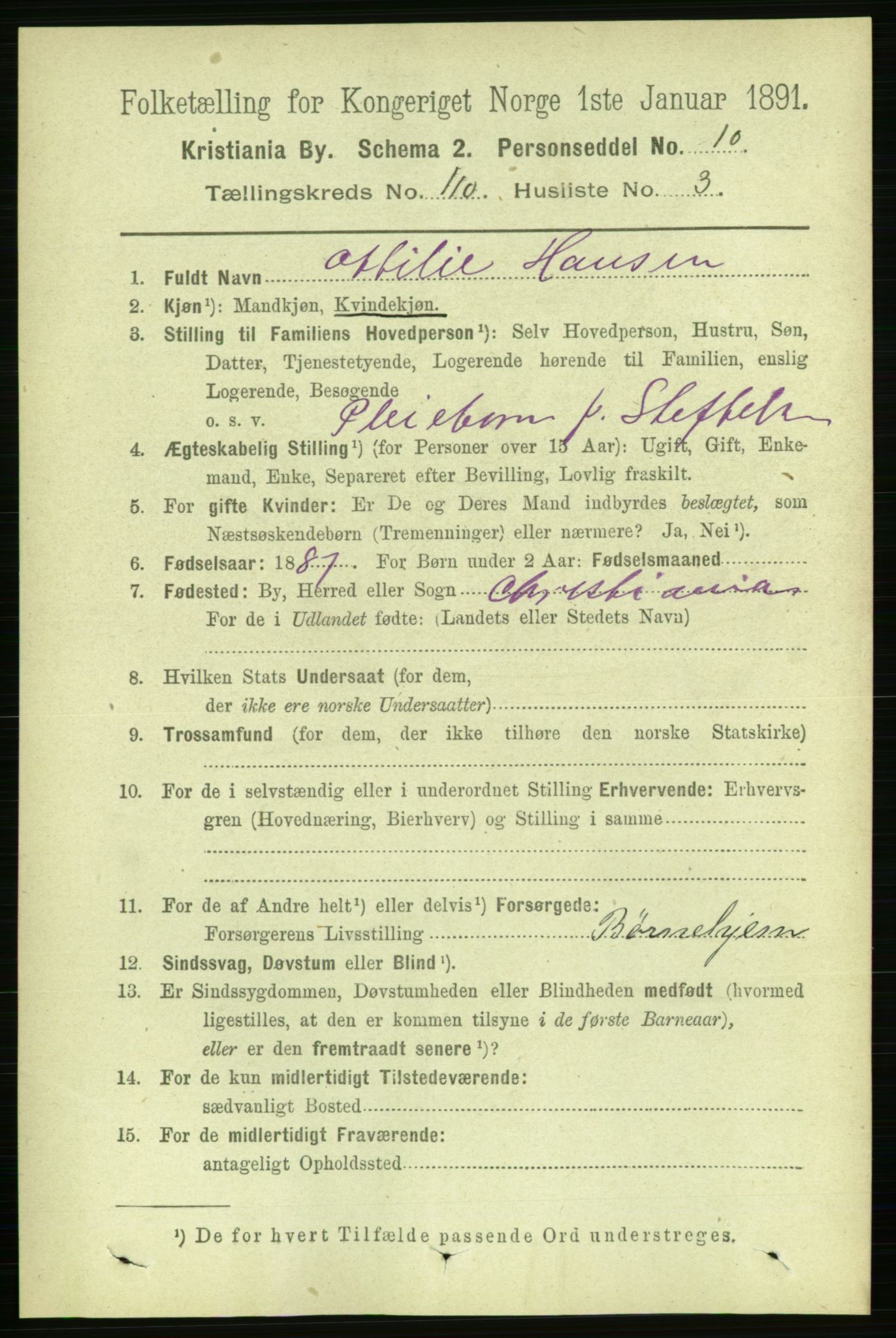 RA, 1891 census for 0301 Kristiania, 1891, p. 57188