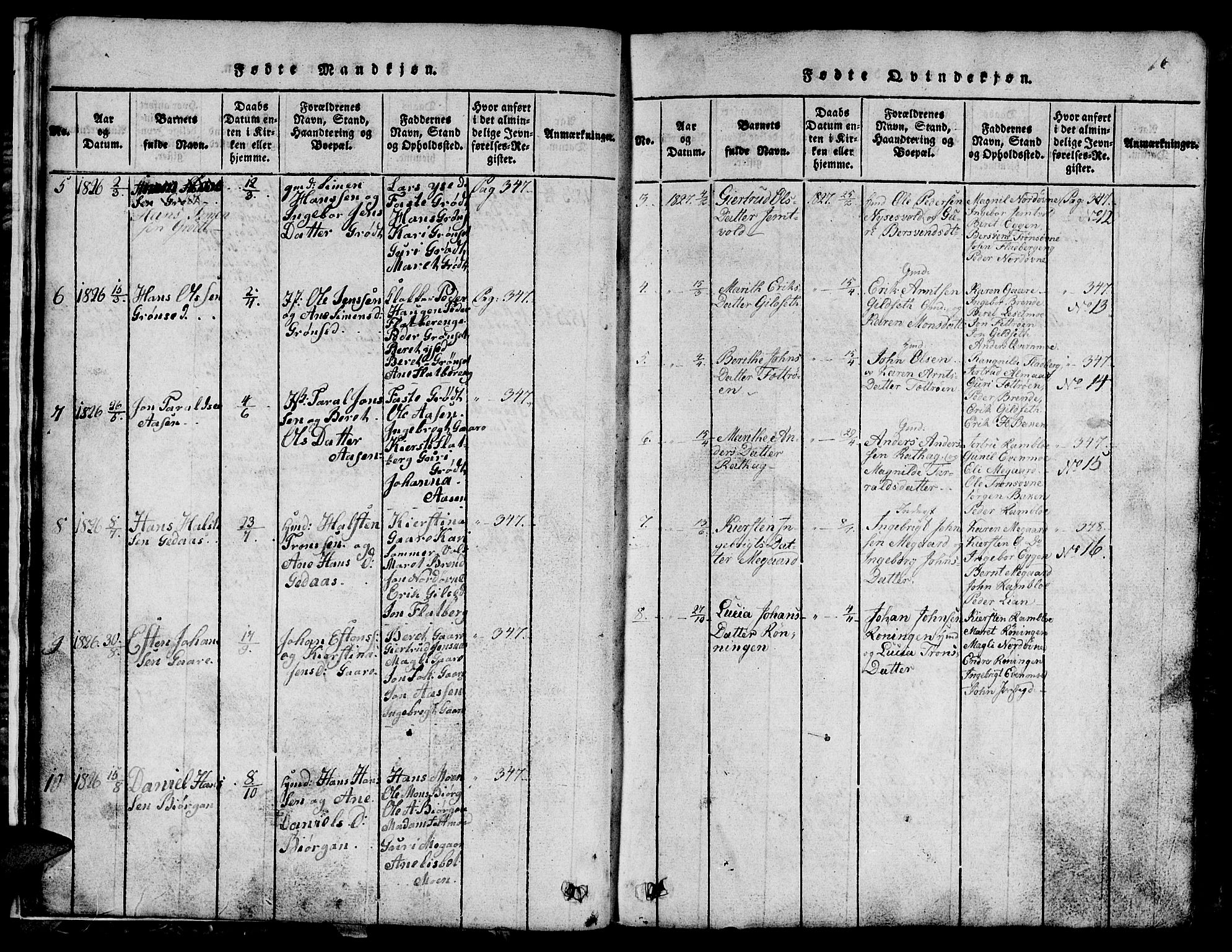 Ministerialprotokoller, klokkerbøker og fødselsregistre - Sør-Trøndelag, SAT/A-1456/685/L0976: Parish register (copy) no. 685C01, 1817-1878, p. 16