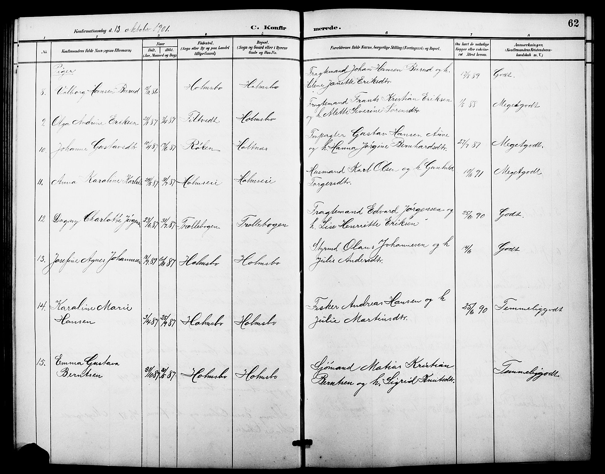Hurum kirkebøker, AV/SAKO-A-229/G/Gc/L0001: Parish register (copy) no. III 1, 1901-1925, p. 62