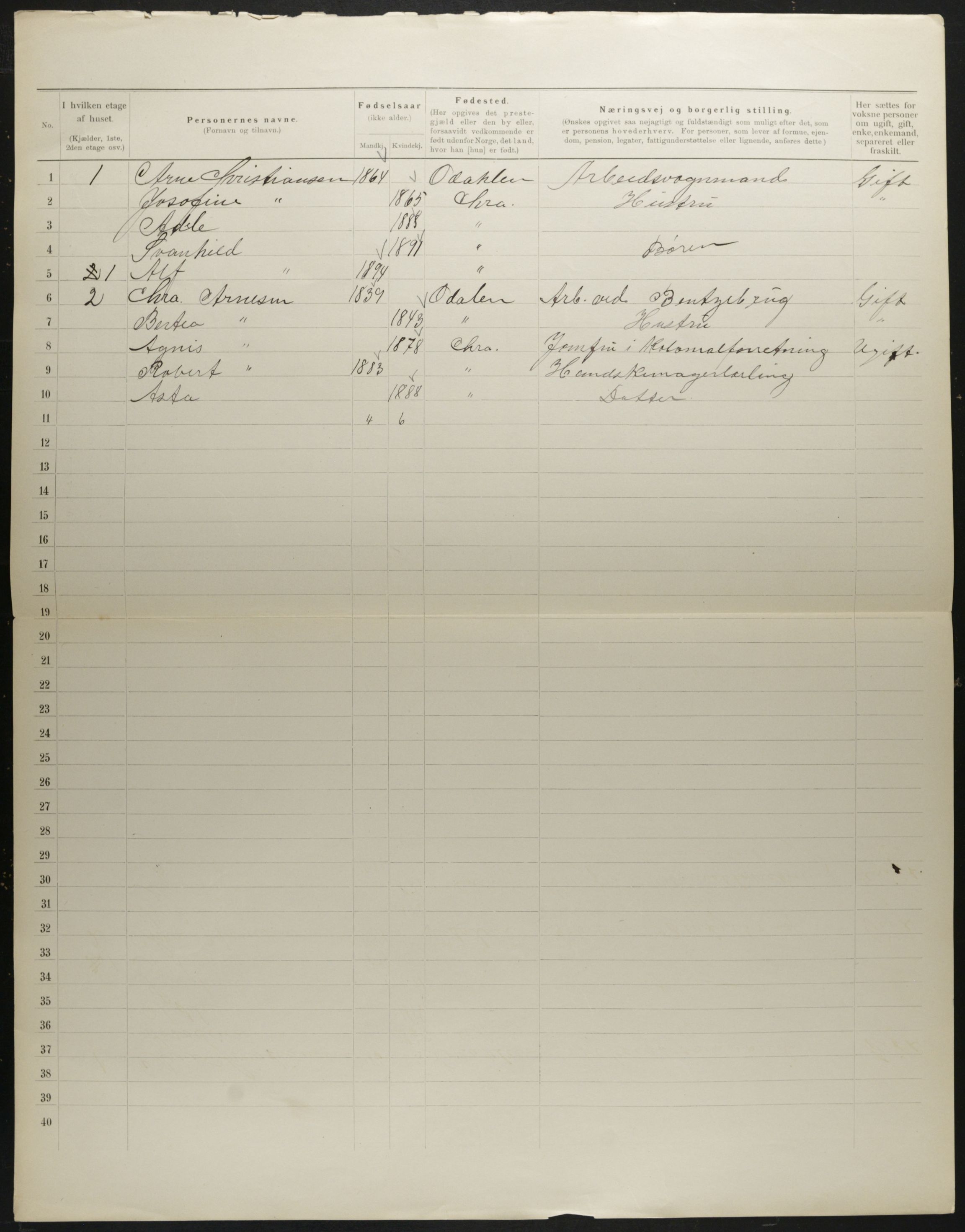 OBA, Municipal Census 1901 for Kristiania, 1901, p. 707