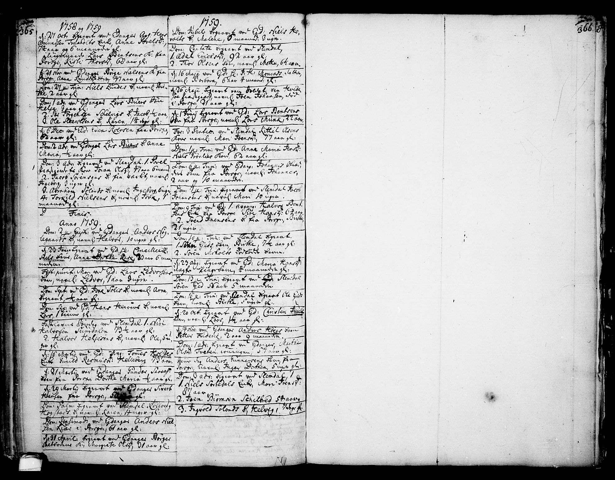 Eidanger kirkebøker, SAKO/A-261/F/Fa/L0004: Parish register (official) no. 4, 1733-1759, p. 365-366
