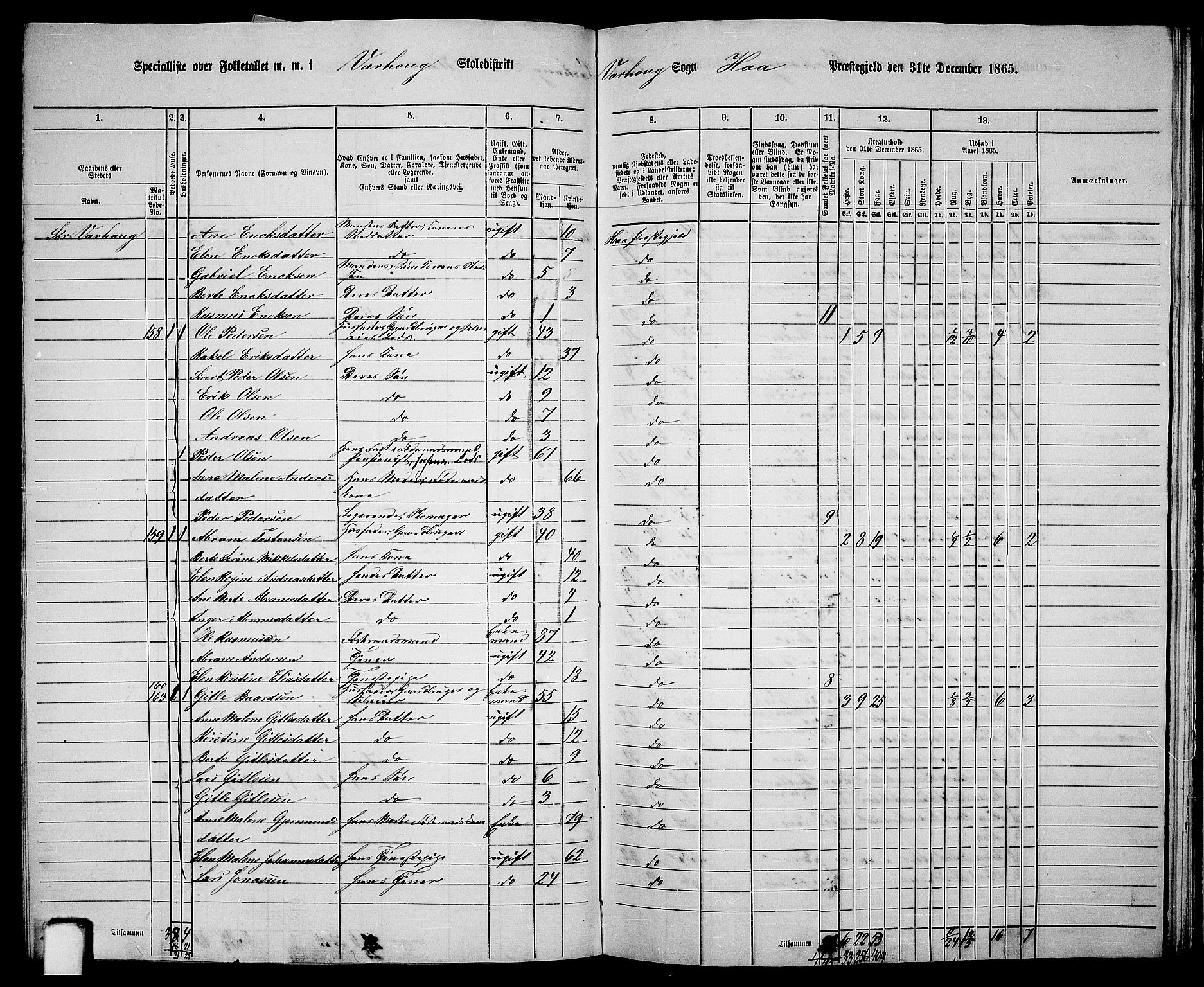 RA, 1865 census for Hå, 1865, p. 74