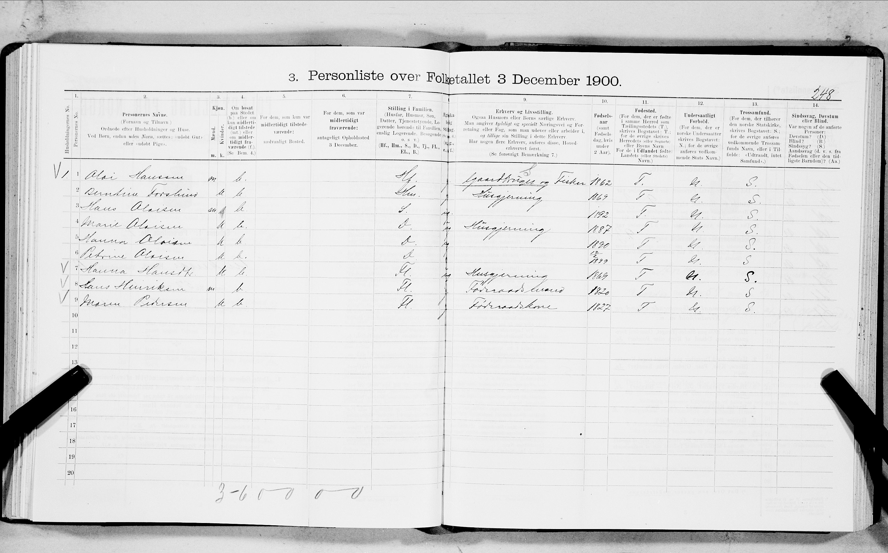 SAT, 1900 census for Ankenes, 1900, p. 1417