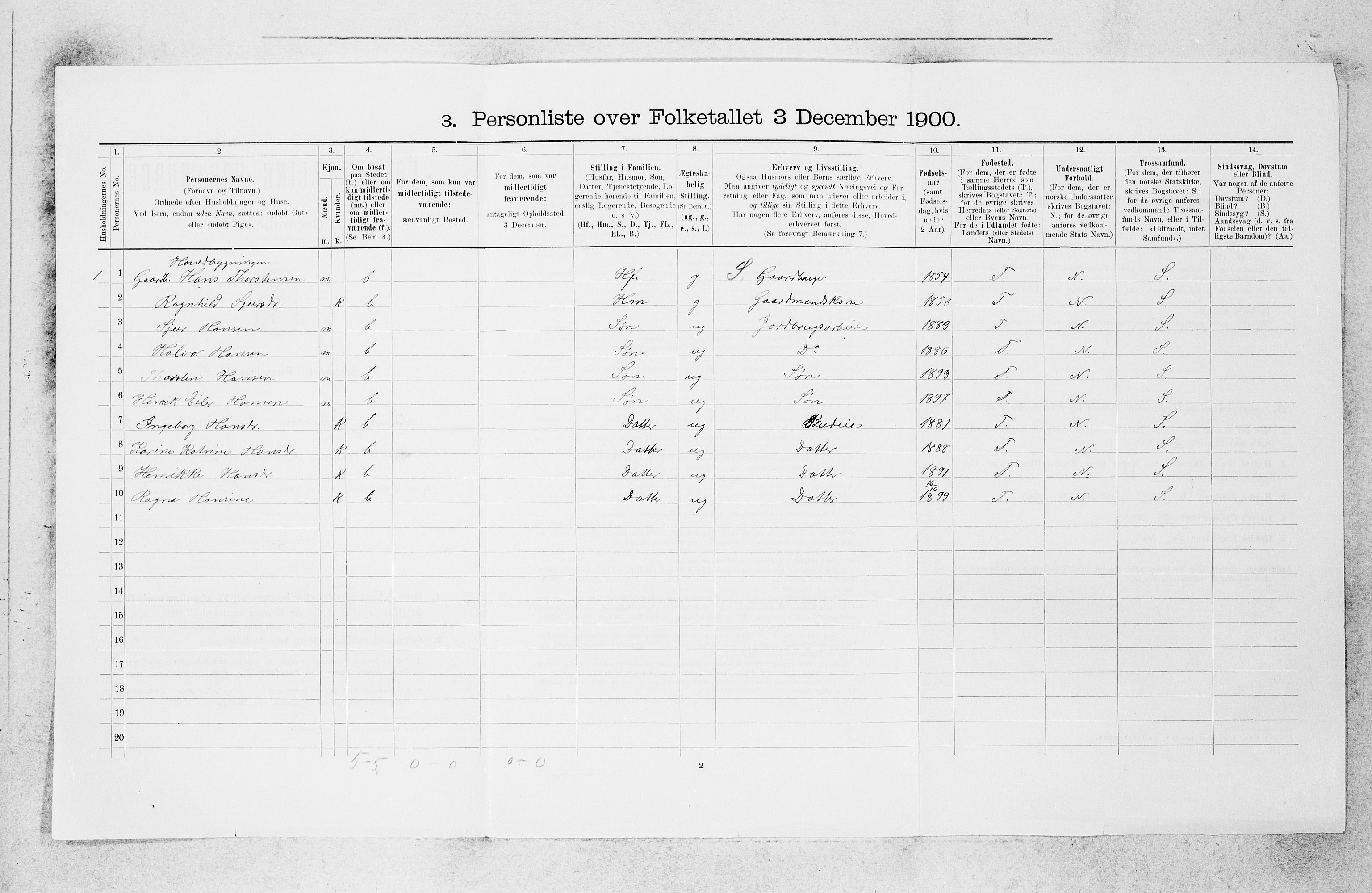 SAB, 1900 census for Lavik og Brekke, 1900, p. 582