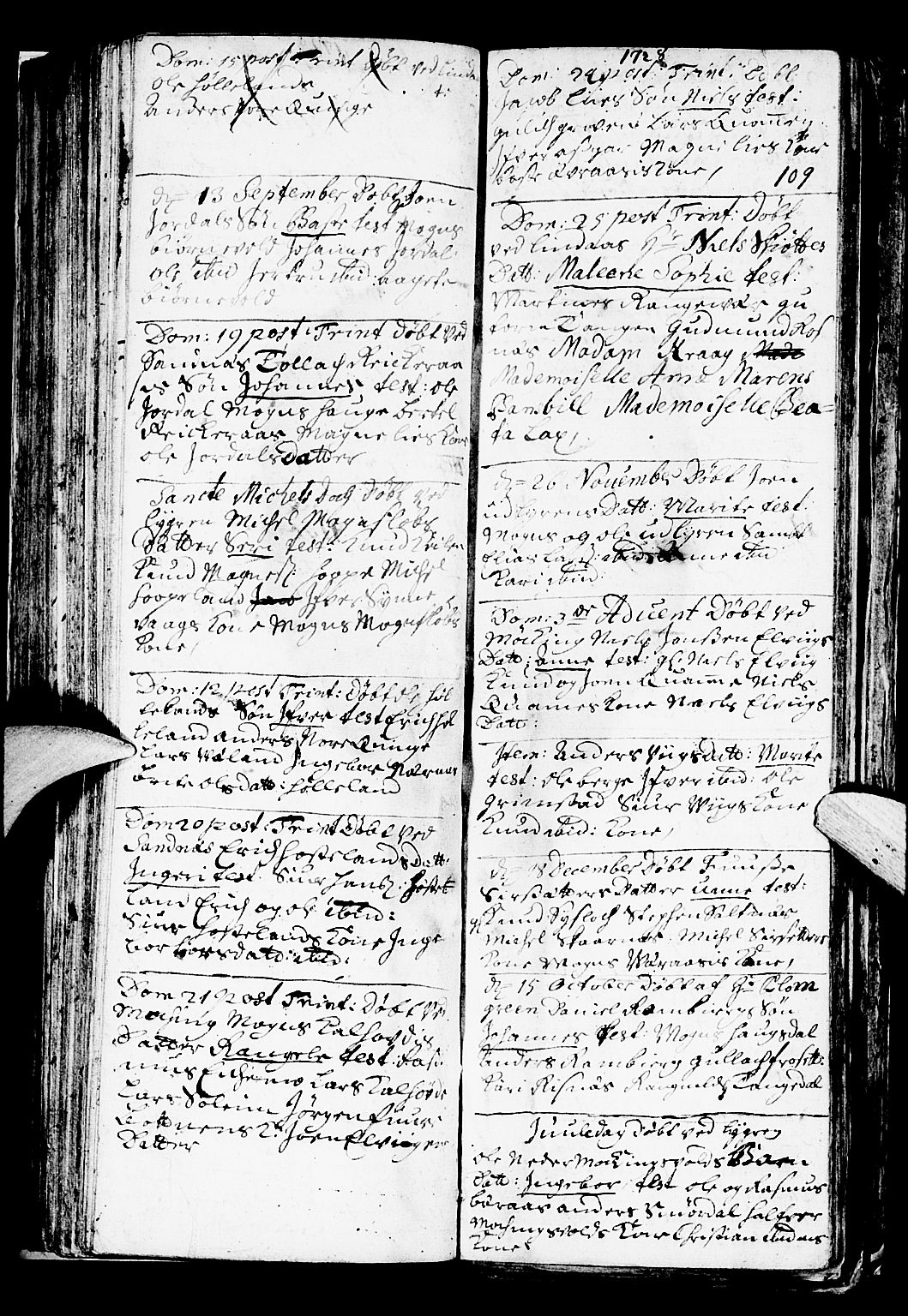 Lindås Sokneprestembete, SAB/A-76701/H/Haa: Parish register (official) no. A 1, 1699-1746, p. 109