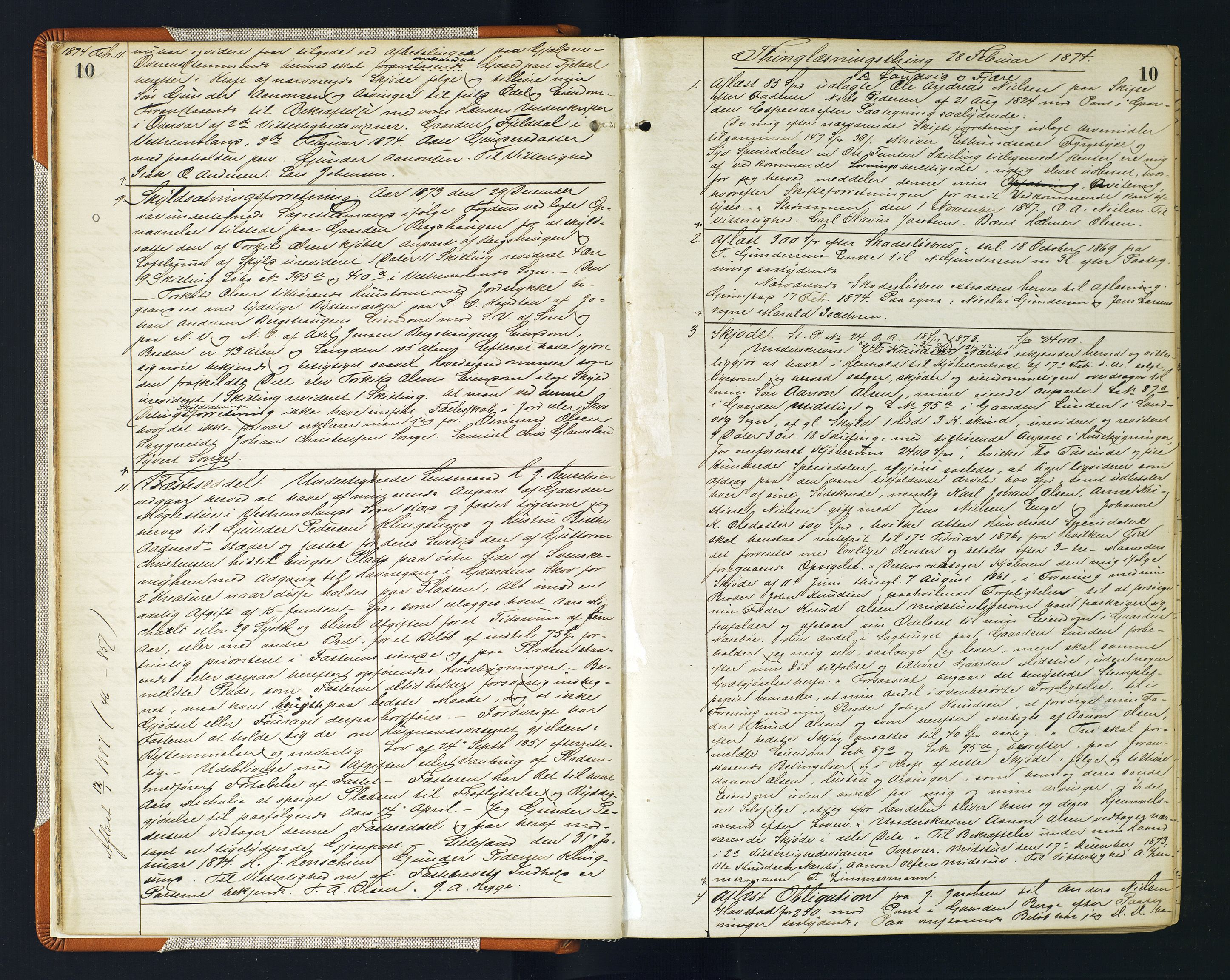 Vestre Nedenes/Sand sorenskriveri, AV/SAK-1221-0010/G/Gb/Gba/L0017: Mortgage book no. 43, 1874-1878, p. 10